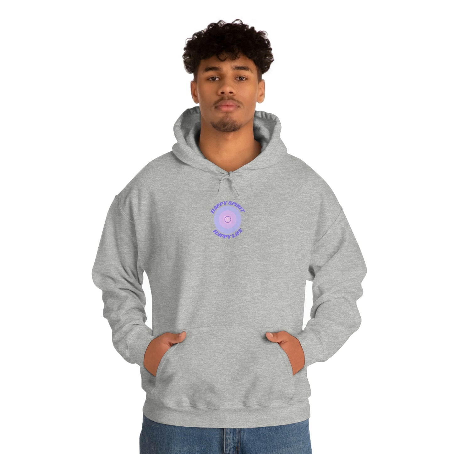 Retro Happy Spirit Happy Life Lavender Lilac Pink Smile Graphic Hoodie, VSCO Girl Sweatshirt, Tumblr Hoodie, Oversized Trendy Back Print Top