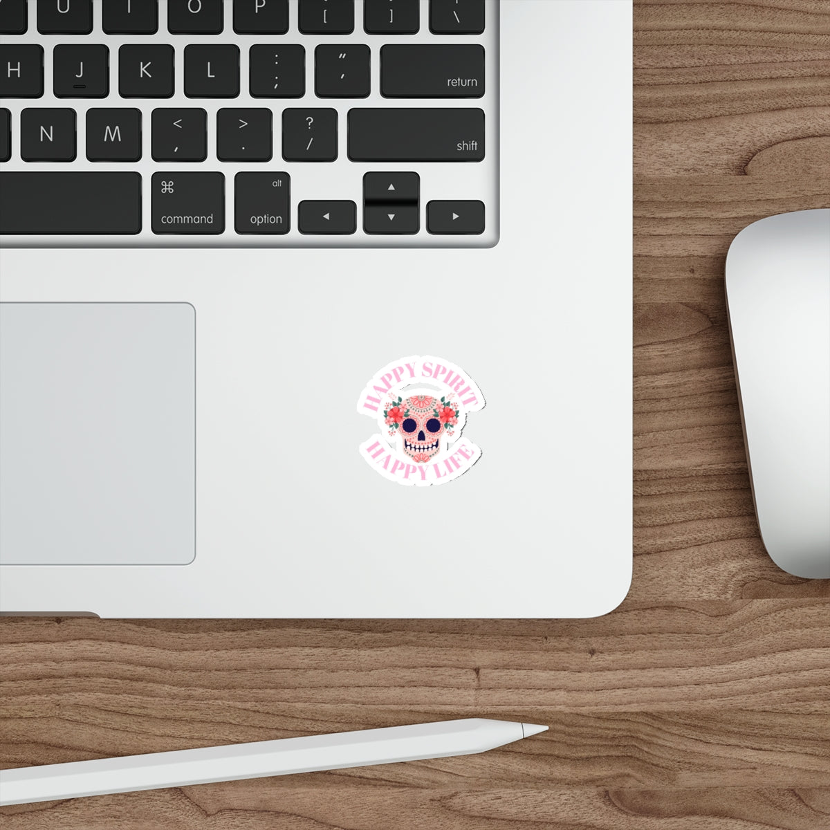 Dia De Los Muertes Day of the Dead Happy Spirit Happy Life Custom Die-Cut Stickers, Candy Skull Sticker, Skull Pink Peach Flowers Sticker