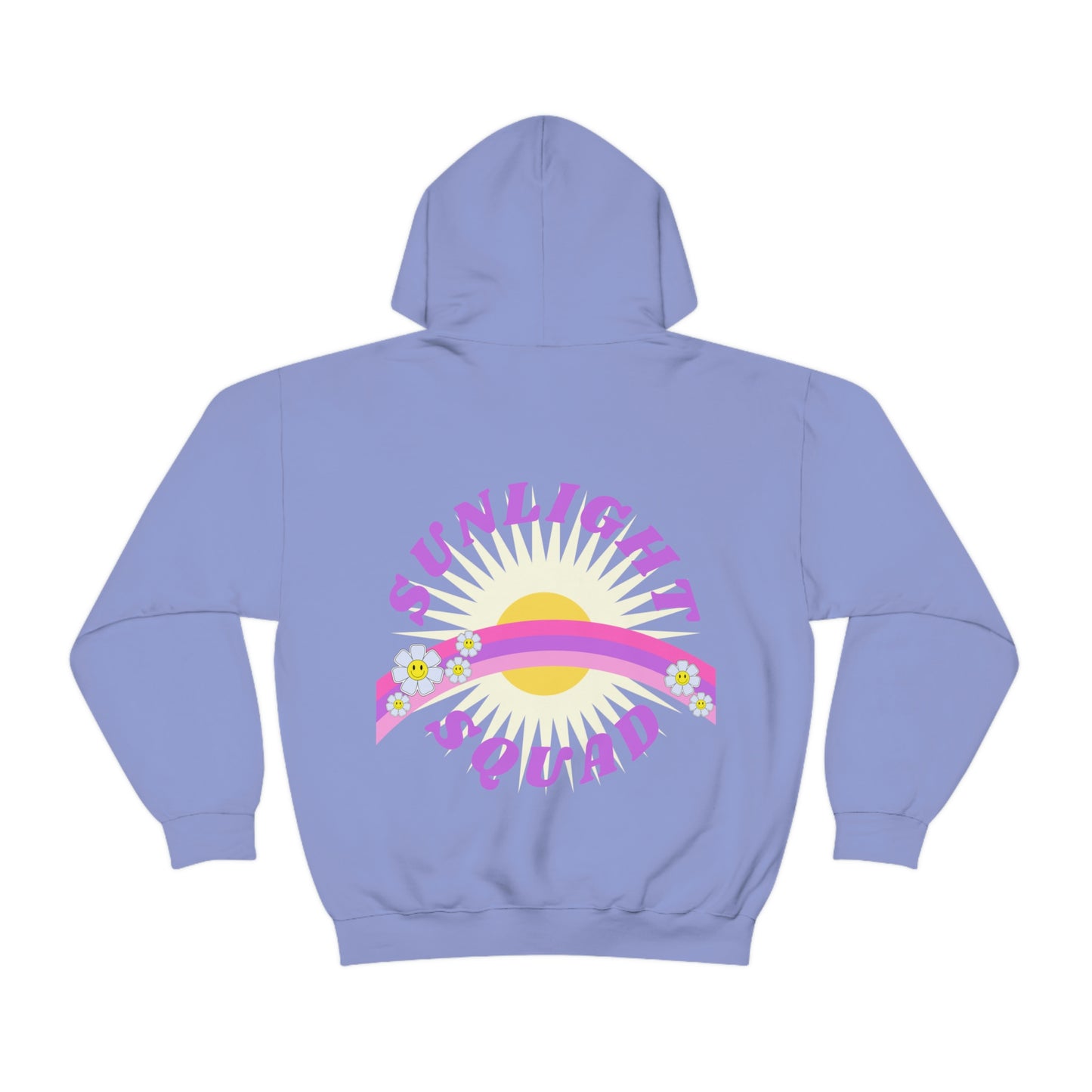 Retro Smile Flower Pink Purple Lavender Lilac Hoodie, Sunlight Squad Sweatshirt, Back Graphic Hoodie, VSCO Girl Oversized Trendy Tumblr Top
