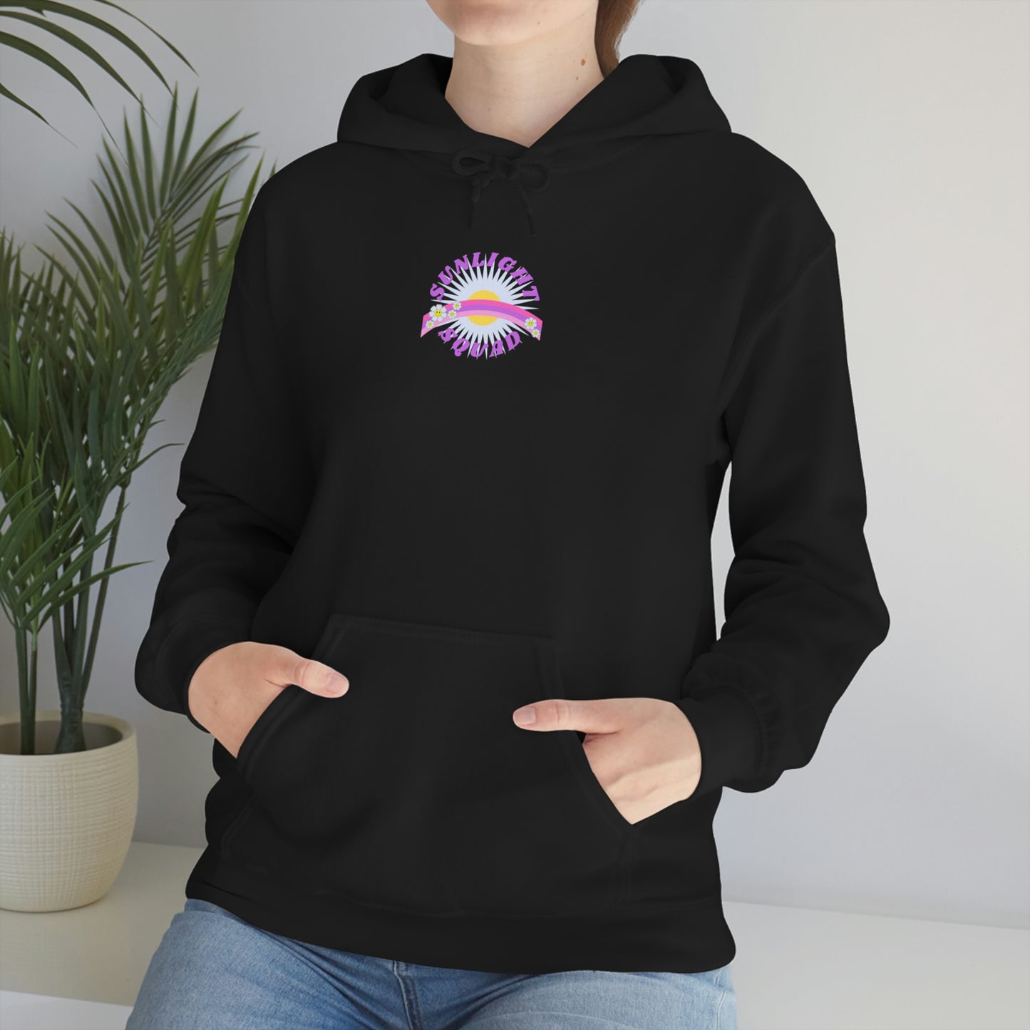 Retro Smile Flower Pink Purple Lavender Lilac Hoodie, Sunlight Squad Sweatshirt, Back Graphic Hoodie, VSCO Girl Oversized Trendy Tumblr Top