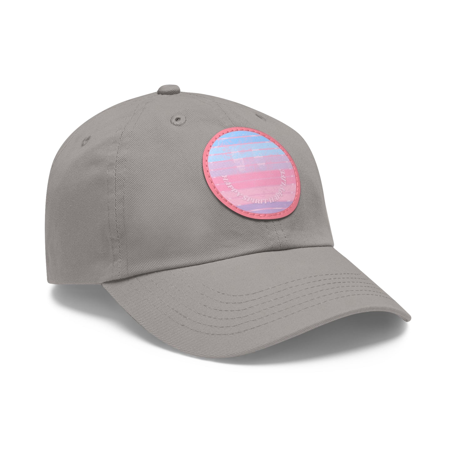 Aesthetic Pink Smile Hat, Pink Twill Dad Hat with Leather Patch (Round), Pink Golf Hat, Pink Twill Cap, Pink Cotton Hat, Pink Baseball Hat