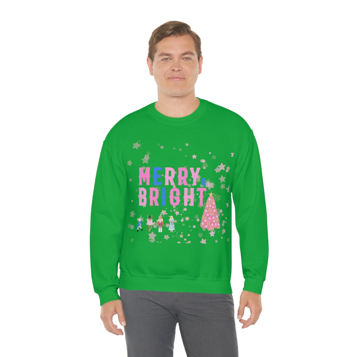 Pink Nutcracker Merry and Bright Minimalist Sweatshirt, Blue Nutcracker Sweatshirt, Trendy Christmas Sweatshirt, Pastel Xmas Crewneck