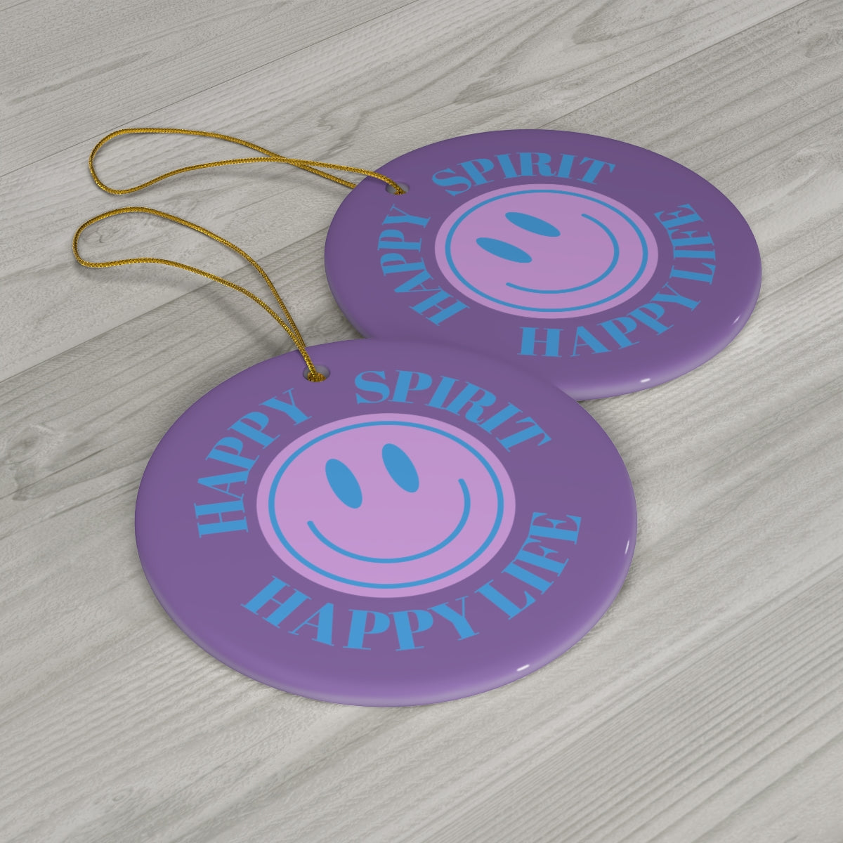 Holiday Ornament Happy Spirit Happy Life, Happiness Ornament, Modern Ornament, Smile Decoration, VSCO, Tumblr, Purple Smile, Retro Christmas