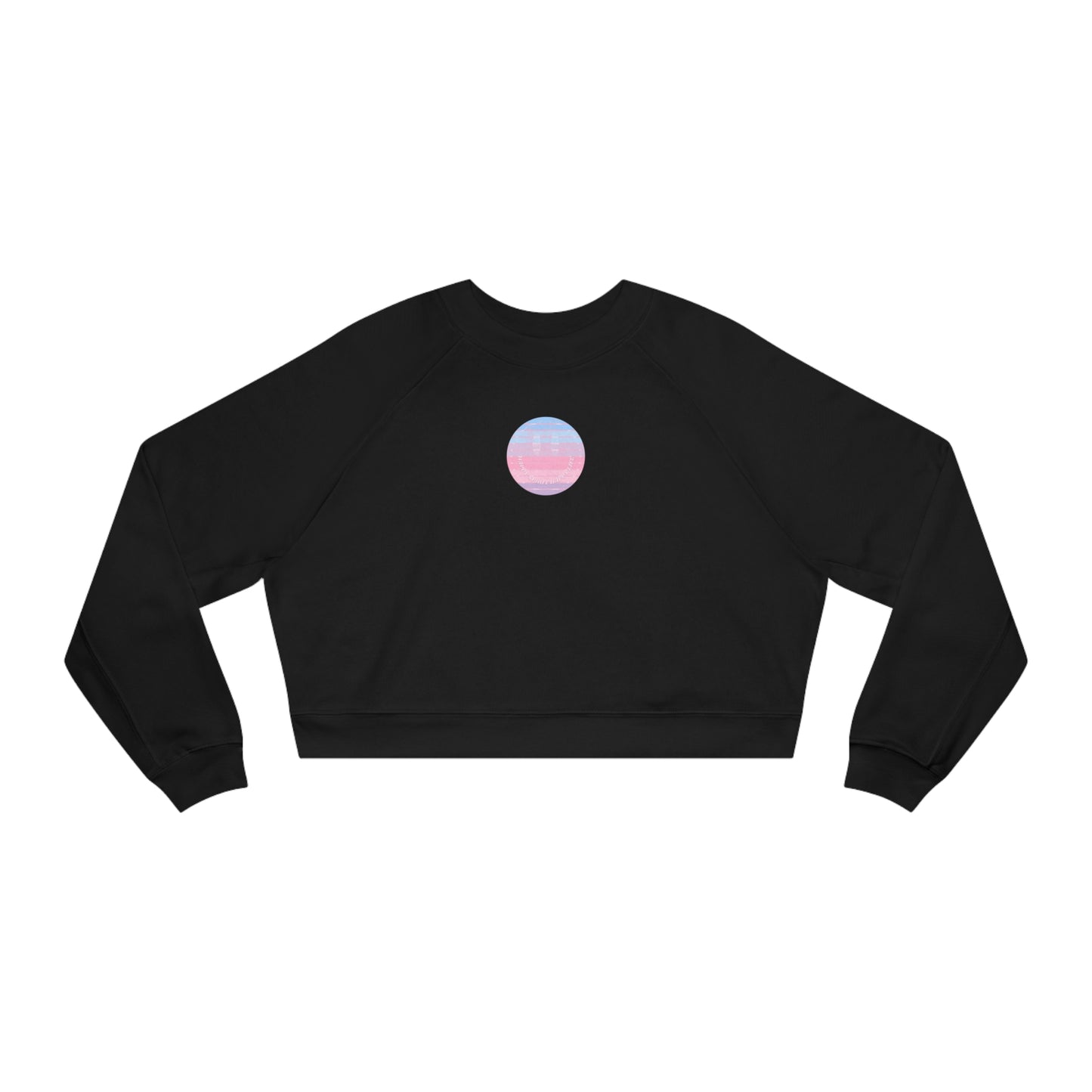 Aesthetic Cropped Sweatshirt, Smile Face Crop Top, Happy Spirit Happy Life Sunset Smile Cropped Top, Women's Cropped Fleece Pullover