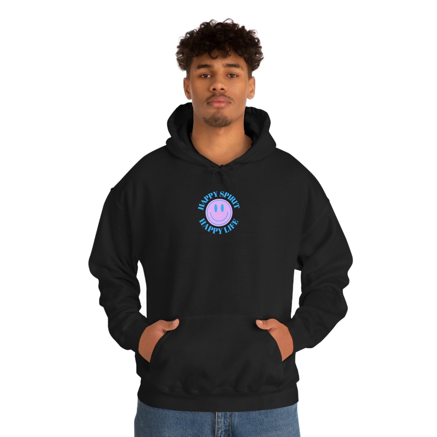 Happy Spirit Happy Life Sweatshirt, Gildan 18500 Hoodie, Oversized Hoodie, Front Back Print Trendy Sweatshirt, Beach Cover Up, Lake Cover