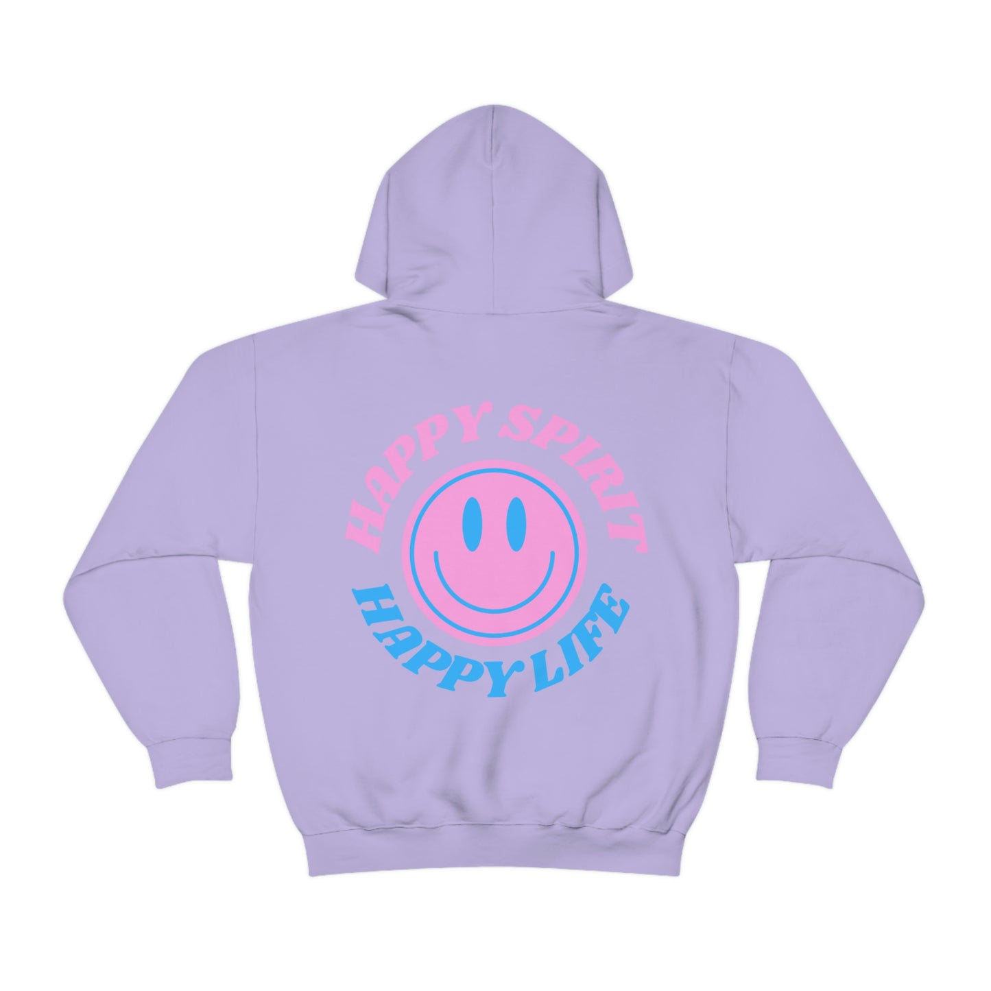 Happy Spirit Happy Life Hoodie Gildan VSCO Girl Sweatshirt, Oversized Tumblr Front Back Print Smile Happy Mind Trendy Retro Font Cover Up