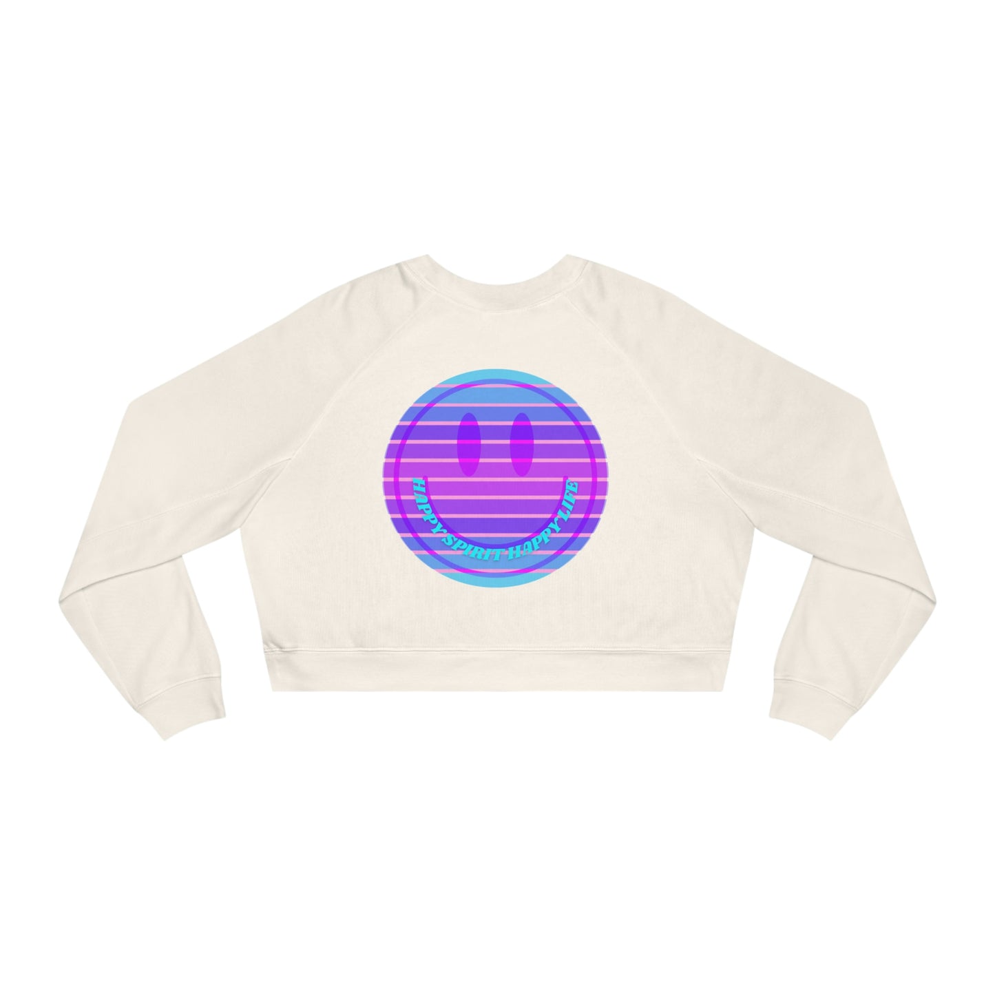Copy of Aesthetic Cropped Sweatshirt, Smile Face Crop Top, Happy Spirit Happy Life Sunset Smile Cropped Top, Women's Cropped Fleece Pullover