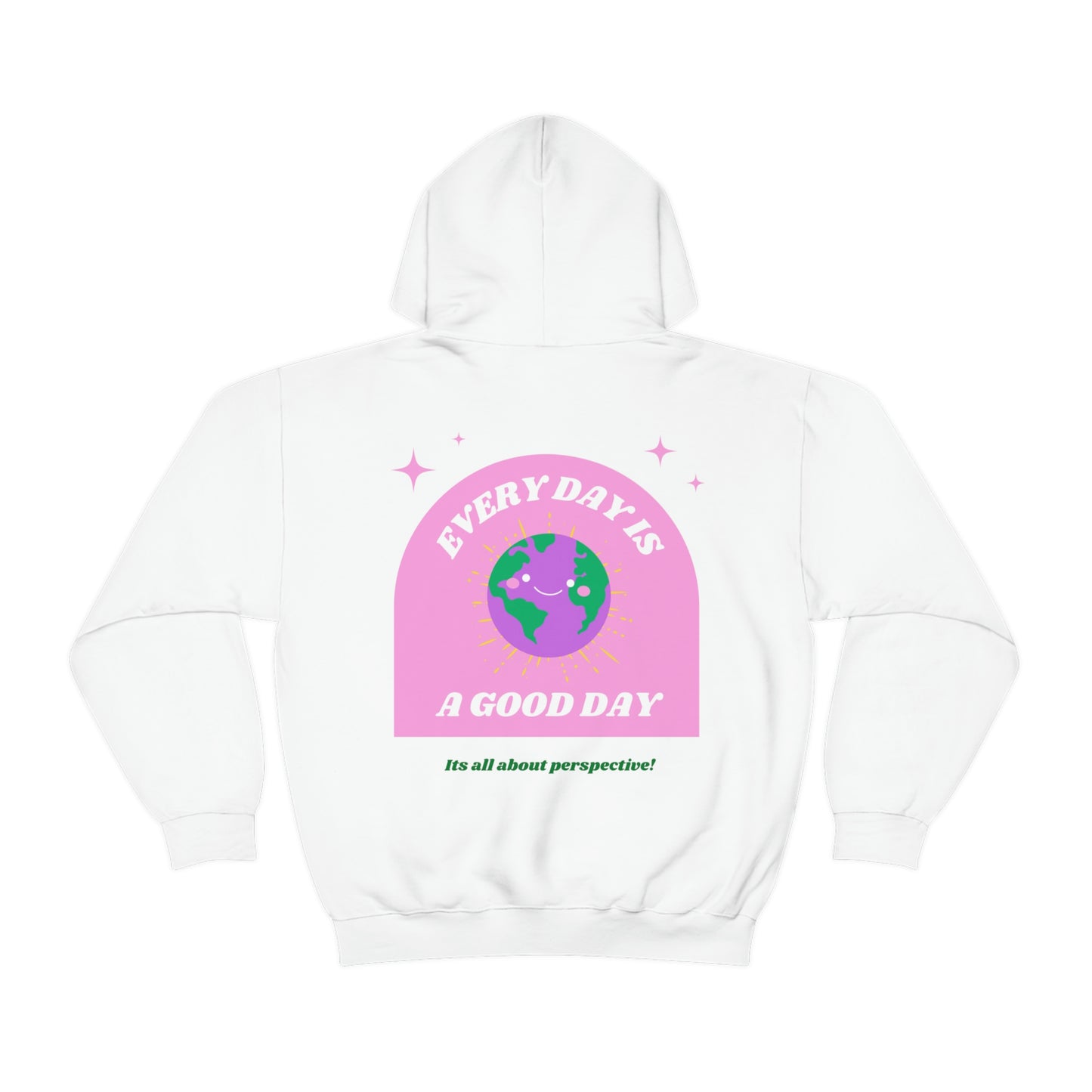 Retro Every Day is a Good Day, Its All About Perspective Earth Pink Purple Back Graphic Hoodie, VSCO Girl Oversized Trendy Tumblr Sweatshirt