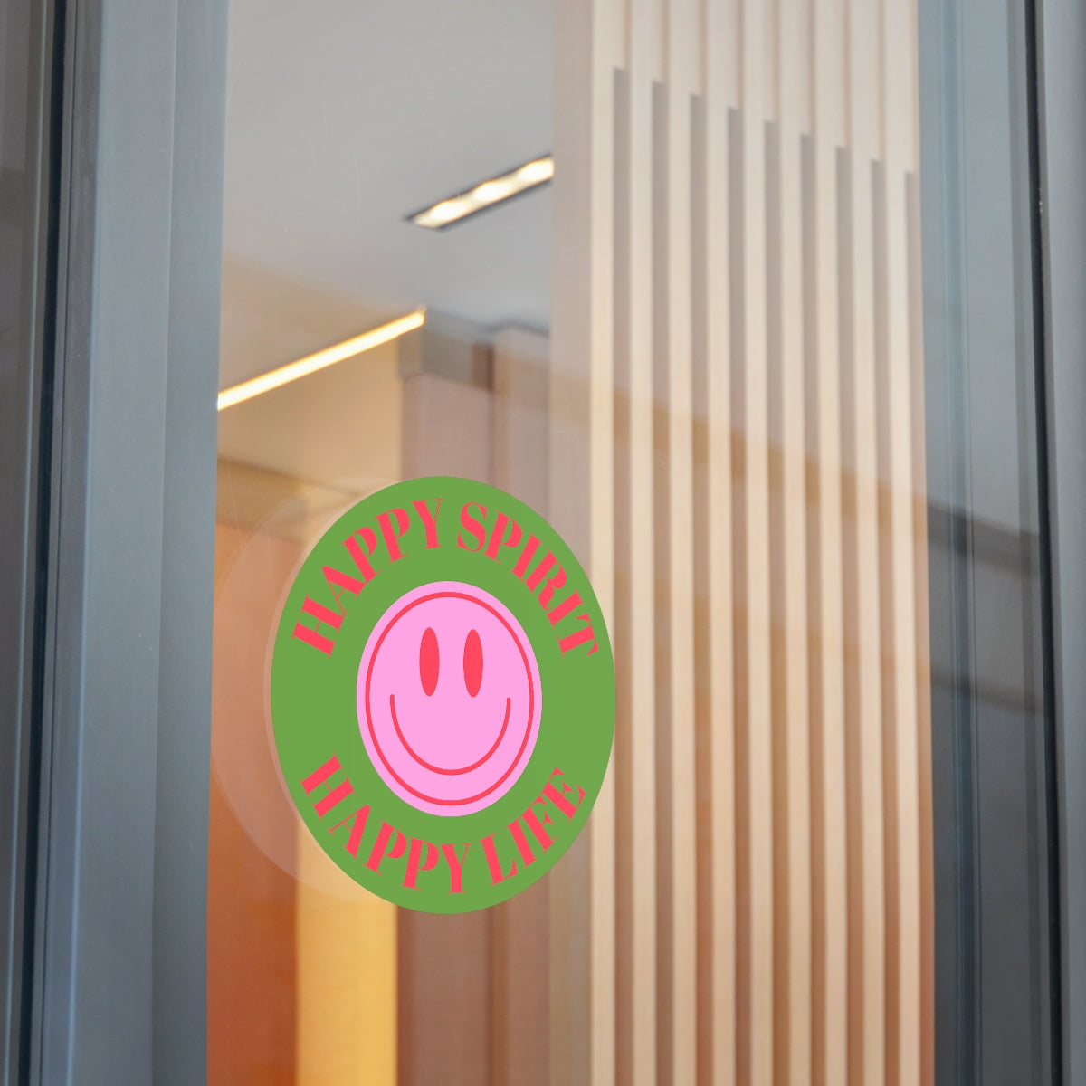 Happy Spirit Happy Life Round Vinyl Stickers, UV Smiley Stickers, Smile Sticker, Tumblr Retro Smile, VSCO Girl, Computer, Skateboard