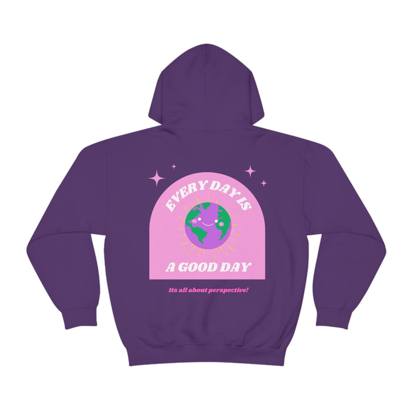 Retro Every Day is a Good Day, Its All About Perspective Earth Pink Purple Back Graphic Hoodie, VSCO Girl Oversized Trendy Tumblr Sweatshirt