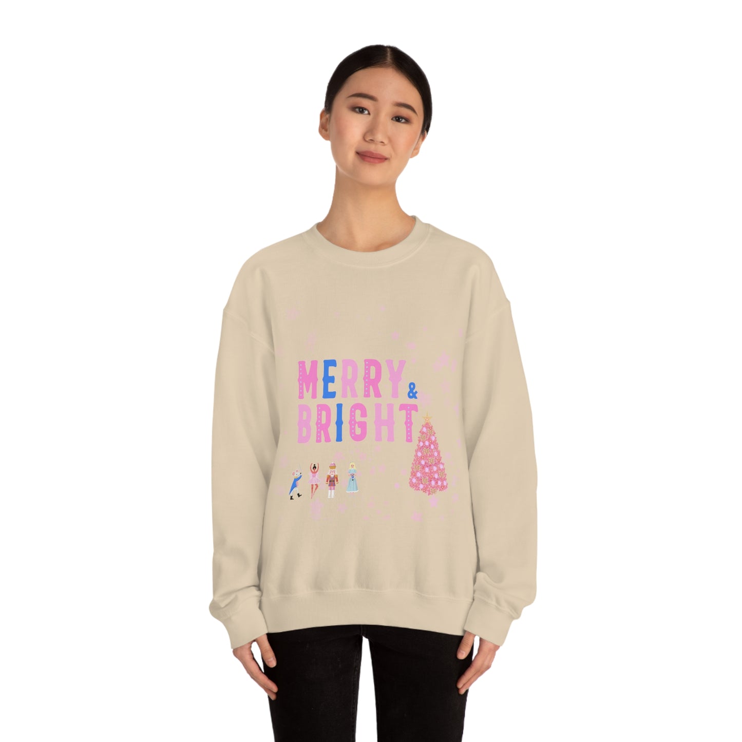 Pink Nutcracker Merry and Bright Minimalist Sweatshirt, Blue Nutcracker Sweatshirt, Trendy Christmas Sweatshirt, Pastel Xmas Crewneck