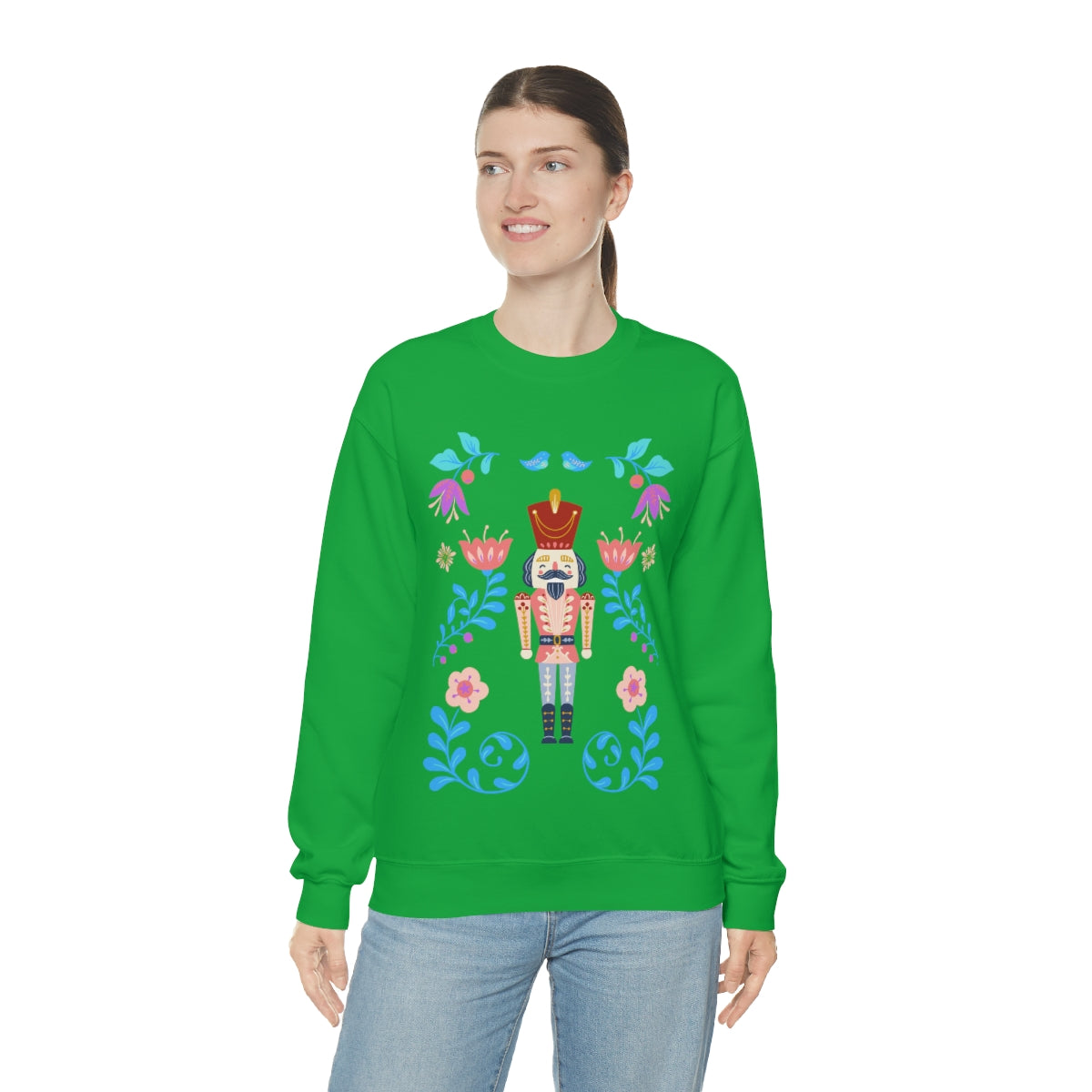 Nutcracker Modern Sweatshirt, Blue Nutcracker Sweatshirt, Trendy Christmas Minimalist Sweatshirt, Xmas Crewneck Bright Color Crewneck