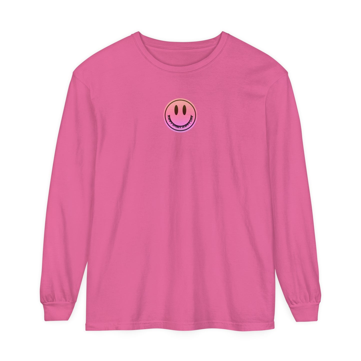 Aesthetic Long Sleeve Shirt, Smile Face Y2K Retro Shirt, 80's Style Smile Graphic, Comfort Colors Unisex Garment-dyed Long Sleeve T-Shirt