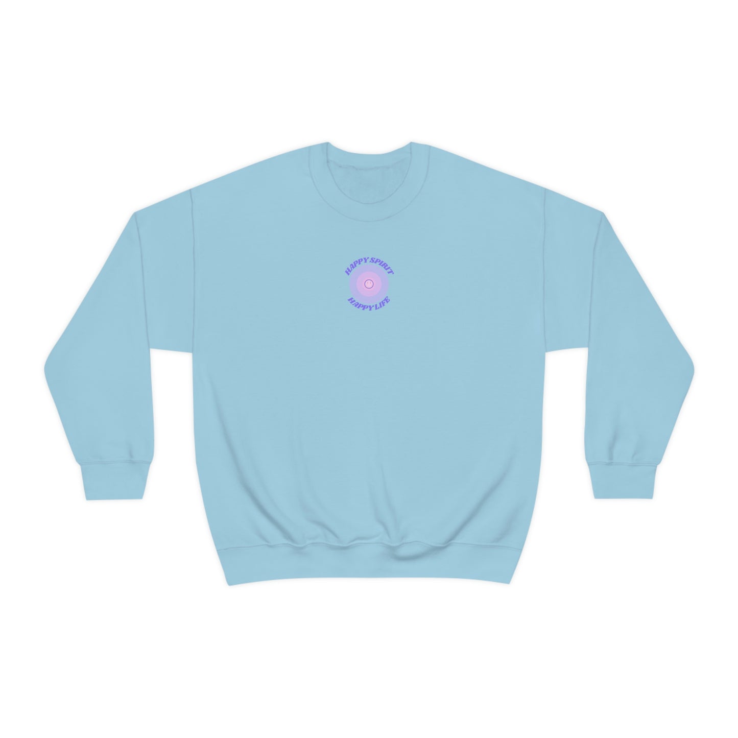 Retro Happy Spirit Happy Life Lavender Lilac Pink Smile Graphic Crewneck, VSCO Girl Sweatshirt, Tumblr Oversized Trendy Back Print Pullover