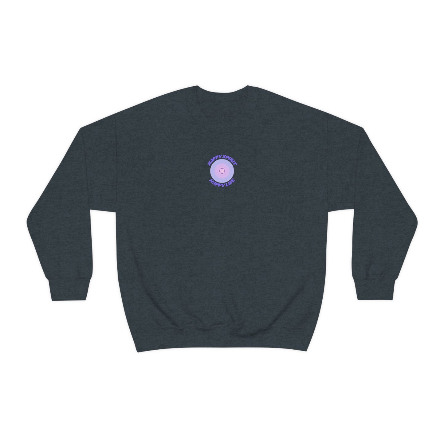 Retro Happy Spirit Happy Life Lavender Lilac Pink Smile Graphic Crewneck, VSCO Girl Sweatshirt, Tumblr Oversized Trendy Back Print Pullover