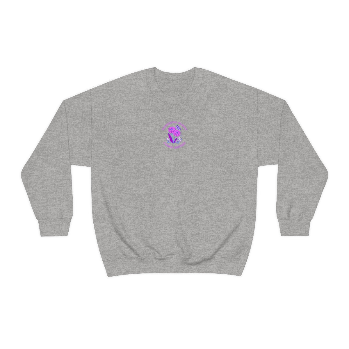Beautiful Glows from Within Purple Flower Sweatshirt, Oversized Crewneck, Front Back Print Trendy Sweatshirt, Beach Cover Up, Lake Cover Up