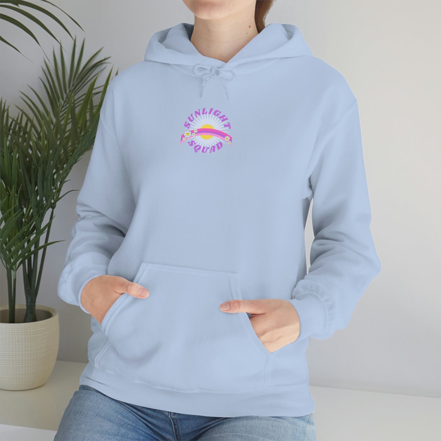 Retro Smile Flower Pink Purple Lavender Lilac Hoodie, Sunlight Squad Sweatshirt, Back Graphic Hoodie, VSCO Girl Oversized Trendy Tumblr Top