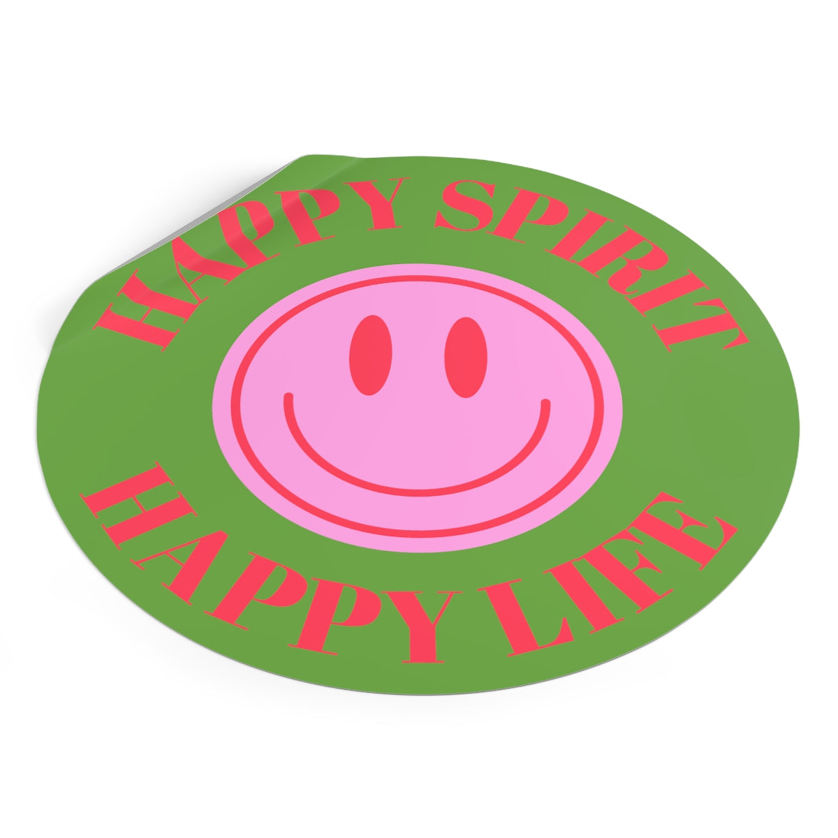 Happy Spirit Happy Life Round Vinyl Stickers, UV Smiley Stickers, Smile Sticker, Tumblr Retro Smile, VSCO Girl, Computer, Skateboard