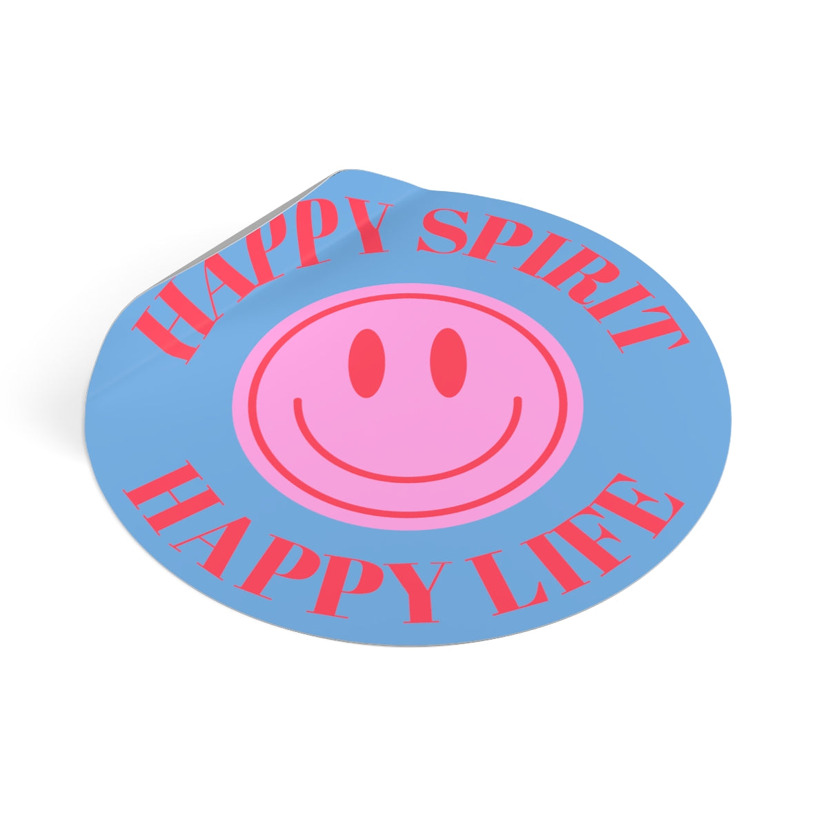 Happy Spirit Happy Life Round Vinyl Stickers, UV Smiley Stickers, Smile Sticker, Tumblr Retro Smile, VSCO Girl, Computer, Skateboard, Bumper