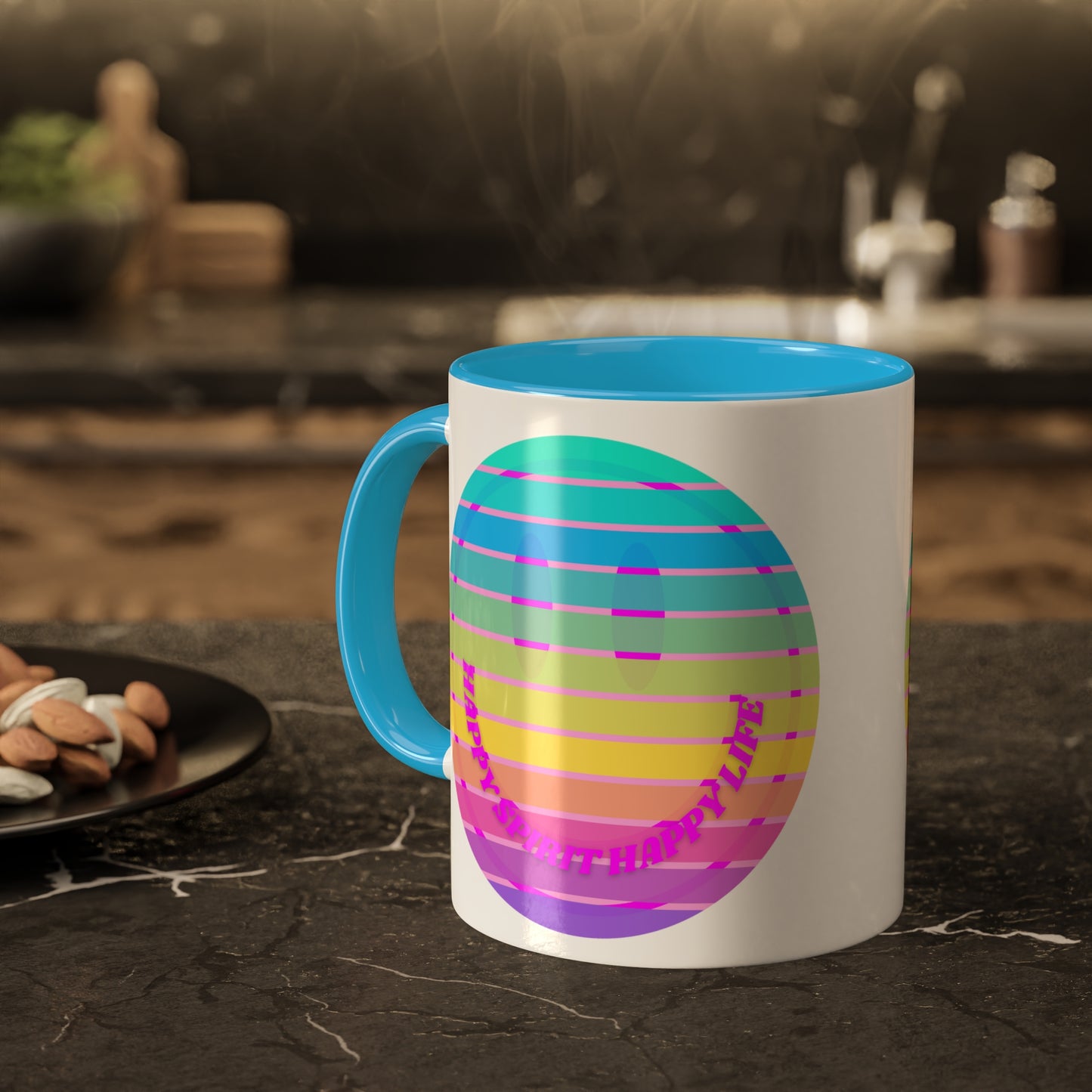 Retro Happy Spirit Happy Life Aesthetic Mug, Smile Face Mug, Trendy Coffee Mug, Tumblr Mug, Aesthetic Happy Life Gift, Aesthetic Mug