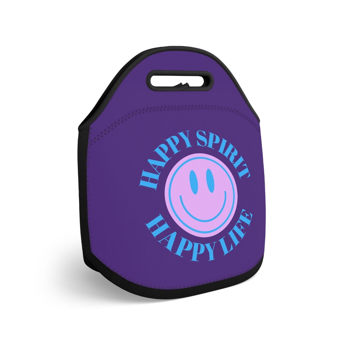 Happy Spirit Happy Life Lunch Bag, White Purple Lavender Happy Mind Neoprene Lunch Bag, Smile Travel Cooler, VSCO Girl, Tumblr Aesthetic