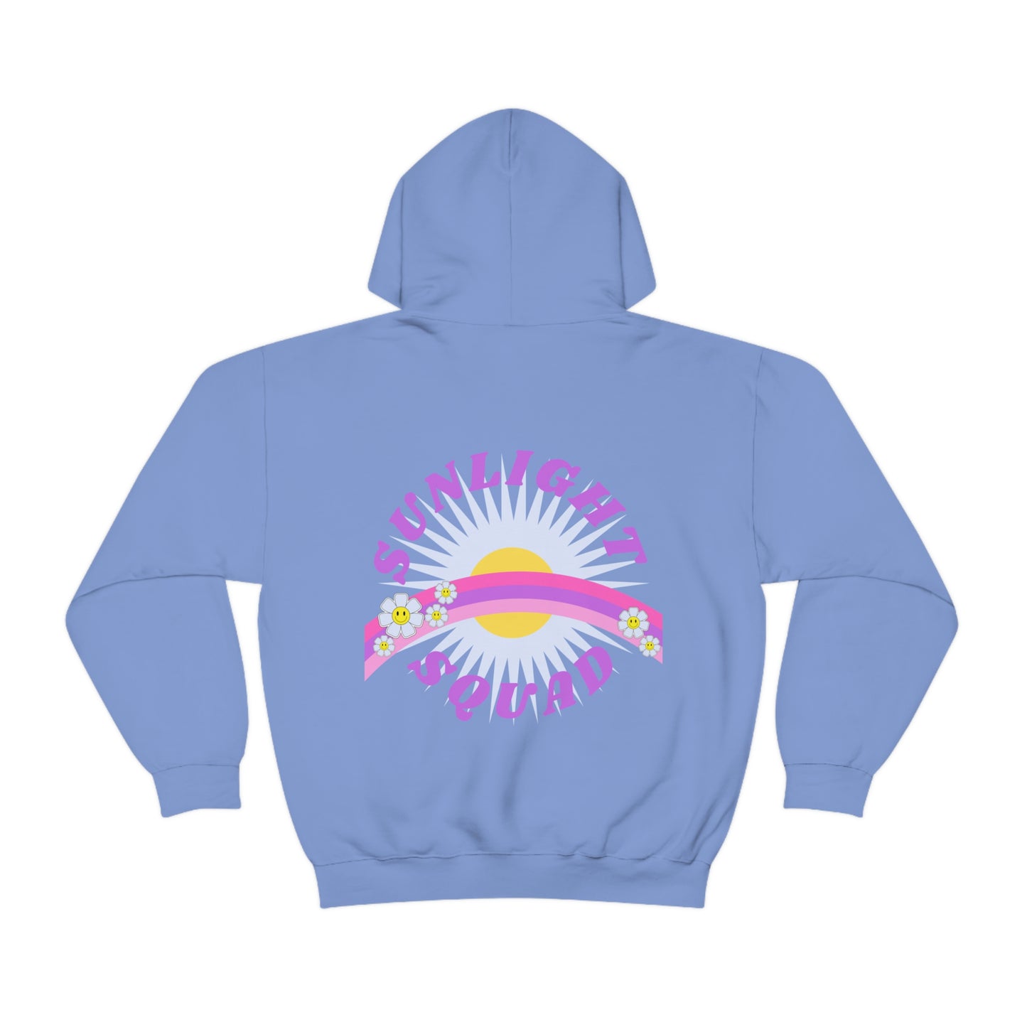Retro Smile Flower Pink Purple Lavender Lilac Hoodie, Sunlight Squad Sweatshirt, Back Graphic Hoodie, VSCO Girl Oversized Trendy Tumblr Top
