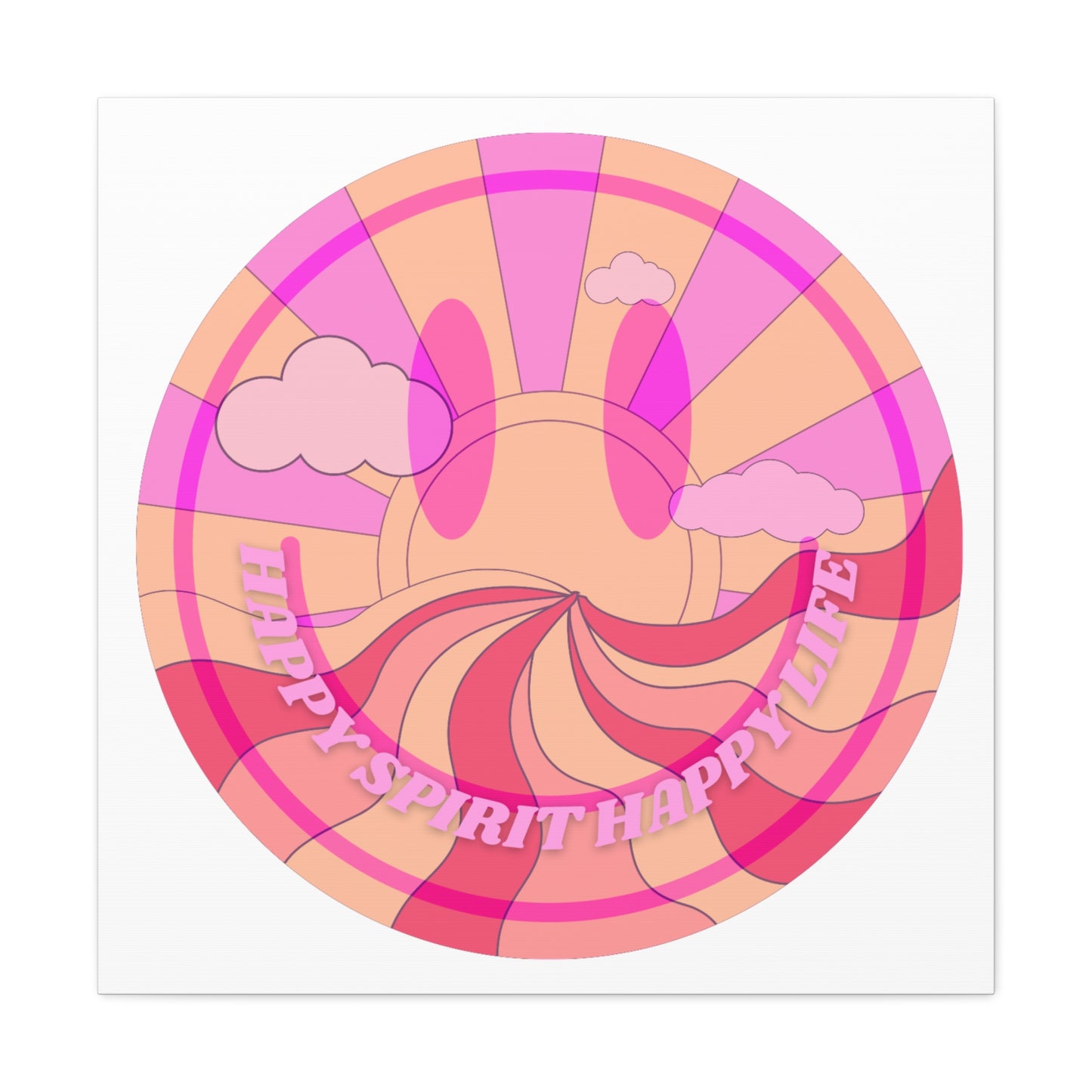 Smile Face Wall Art, Aesthetic Smile Face Gallery Canvas Wrap, Sunset Wall Art, Bedroom Wall Art, Pink Smile Decoration, Home Decoration