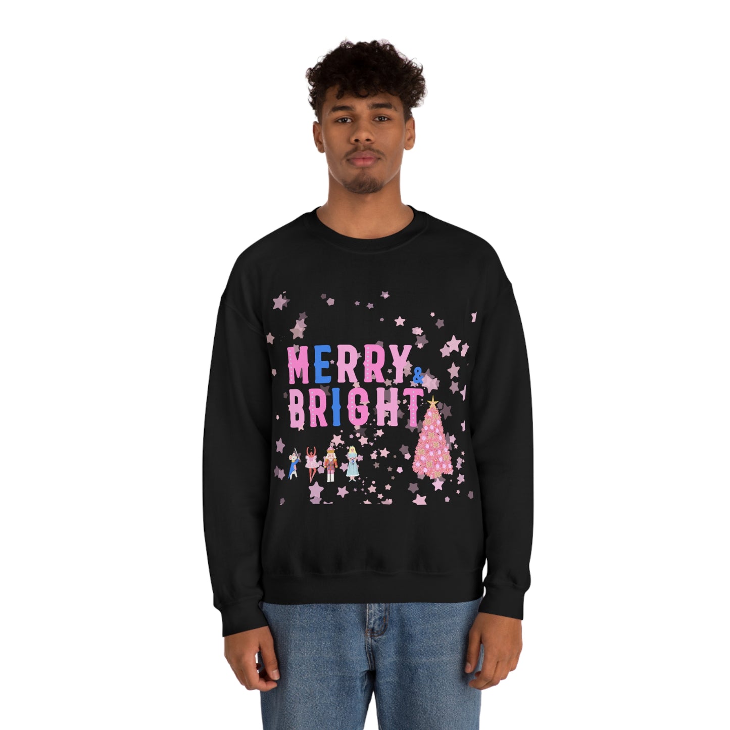 Pink Nutcracker Merry and Bright Minimalist Sweatshirt, Blue Nutcracker Sweatshirt, Trendy Christmas Sweatshirt, Pastel Xmas Crewneck