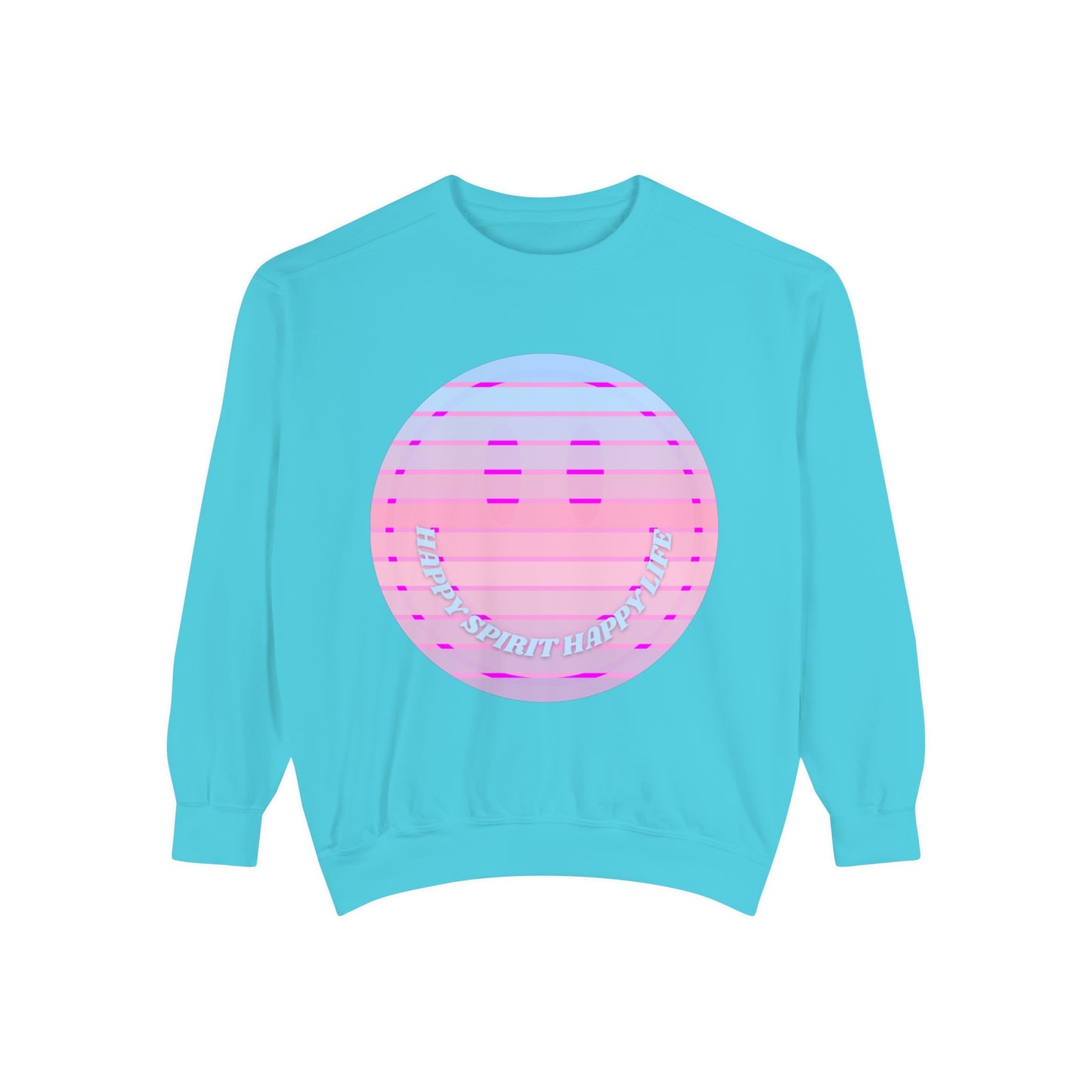 Aesthetic Smile Hoodie, Smile Face Comfort Colors Crewneck, Happy Spirit Happy Life Sunset Smile Sweatshirt, Unisex Garment-Dyed Sweatshirt