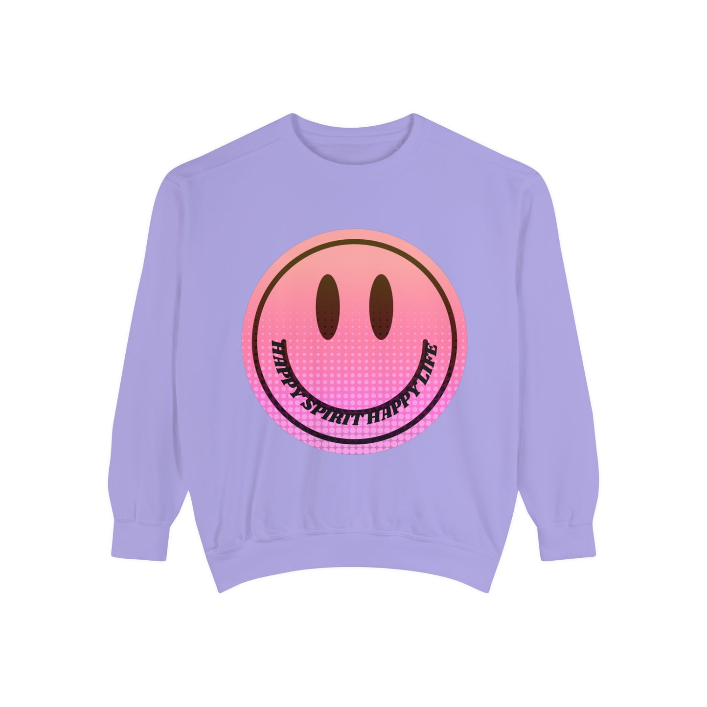 Aesthetic Smile Hoodie, Smile Face Comfort Colors Crewneck, Happy Spirit Happy Life Sunset Smile Sweatshirt, Unisex Garment-Dyed Sweatshirt