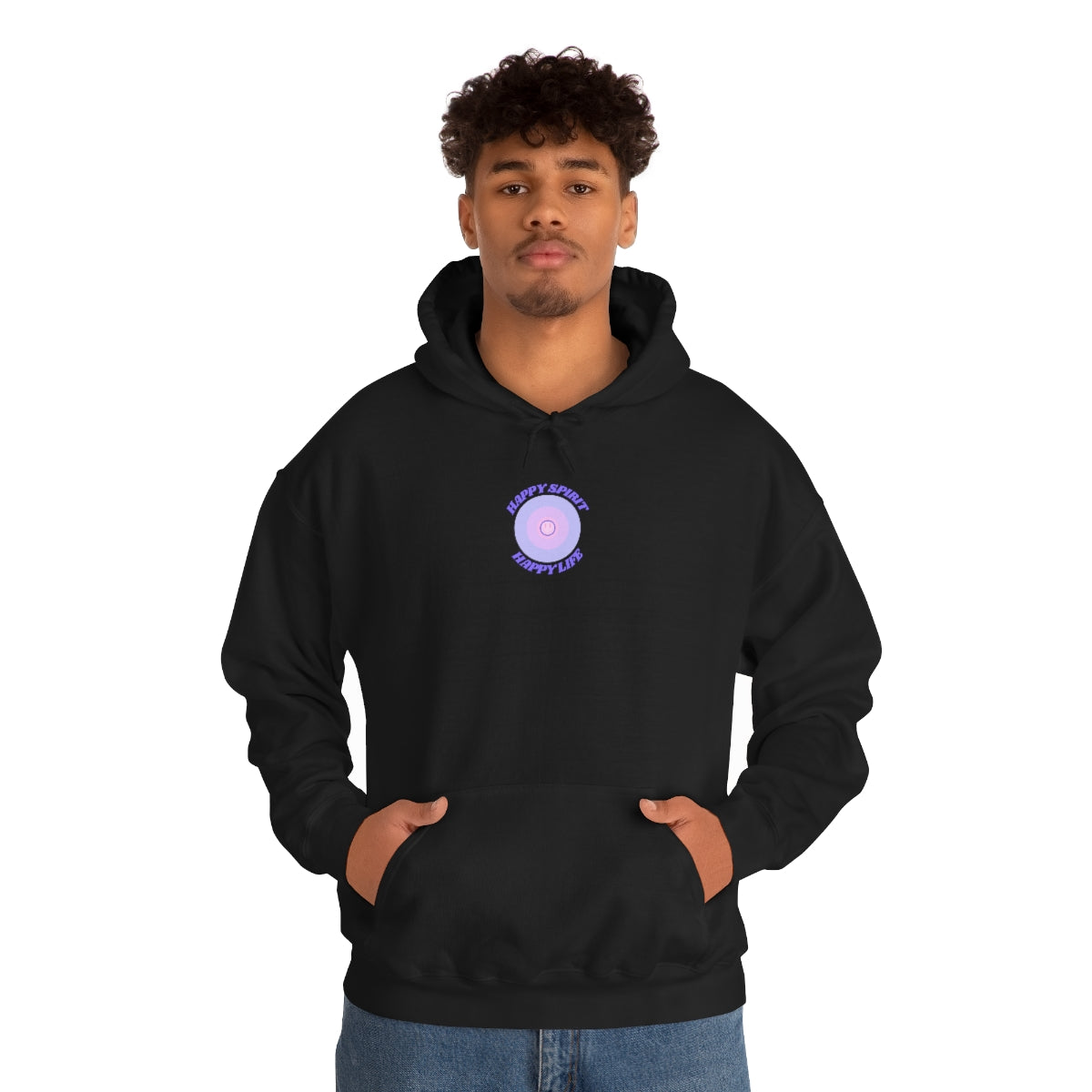 Retro Happy Spirit Happy Life Lavender Lilac Pink Smile Graphic Hoodie, VSCO Girl Sweatshirt, Tumblr Hoodie, Oversized Trendy Back Print Top