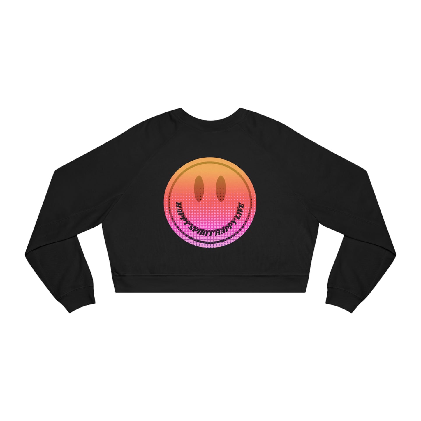 Aesthetic Cropped Sweatshirt, Smile Face Crop Top, Happy Spirit Happy Life Sunset Smile Cropped Top, Women's Cropped Fleece Pullover