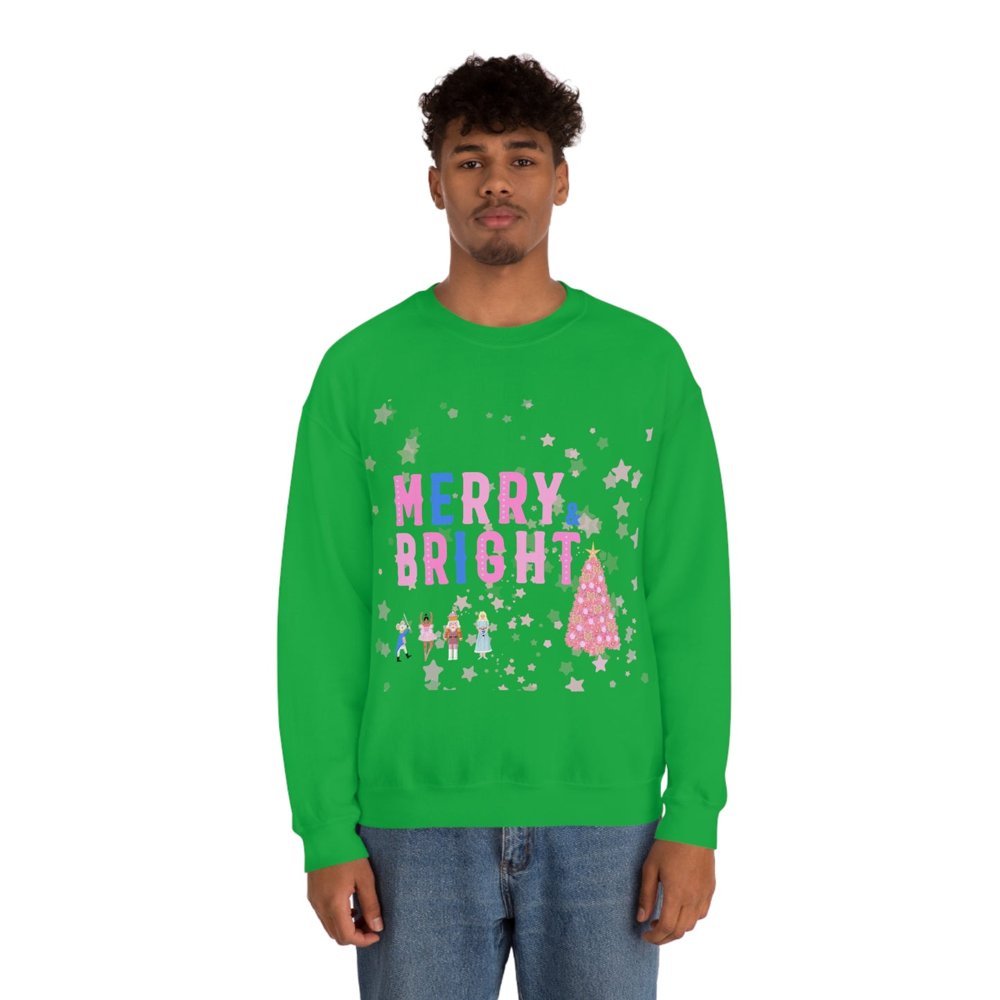Pink Nutcracker Merry and Bright Minimalist Sweatshirt, Blue Nutcracker Sweatshirt, Trendy Christmas Sweatshirt, Pastel Xmas Crewneck