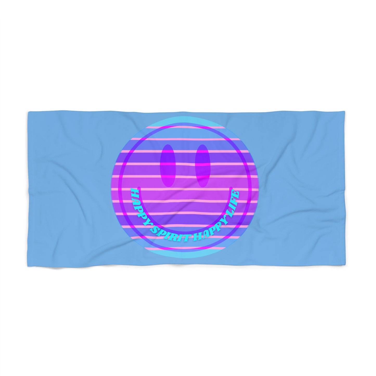 Aesthetic Smile Beach Towel, Happy Spirit Happy Life Towel, Sunset Smile Towel, Trendy Neon Ombre Towel, Summer Towel, Mental Health Towel