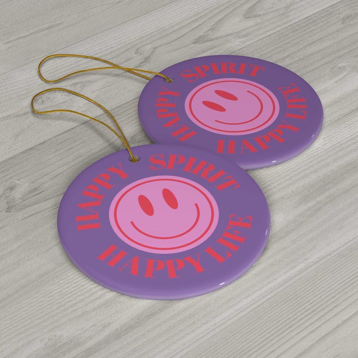 Holiday Ornament Happy Spirit Happy Life, Happiness Ornament, Modern Ornament, Smile Decoration, VSCO, Tumblr, Pink Smile, Retro Christmas