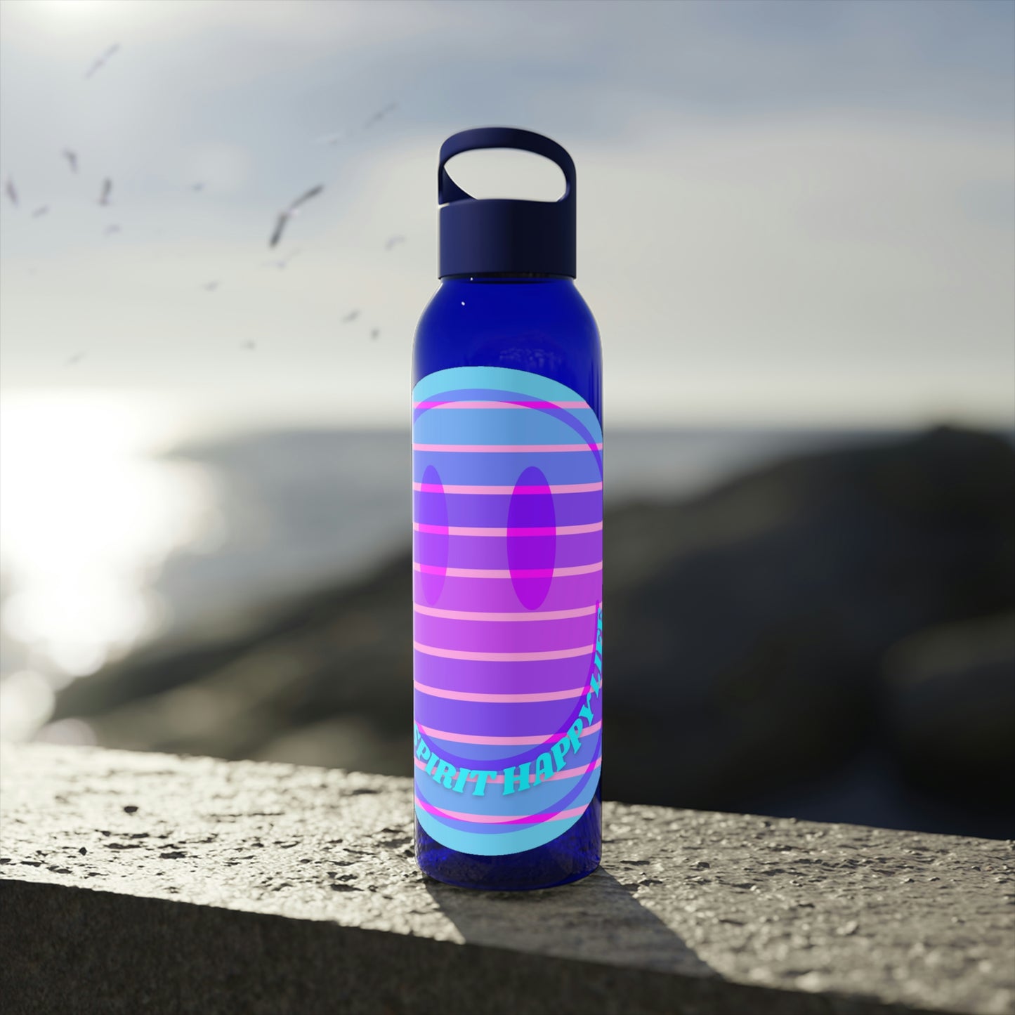 Aesthetic Happy Spirit Happy Life Water Bottle, Aesthetic Pink, Smile Face, Trendy Tumblr Bottle, Happy Mind Tumbler, BPA Free Smil
