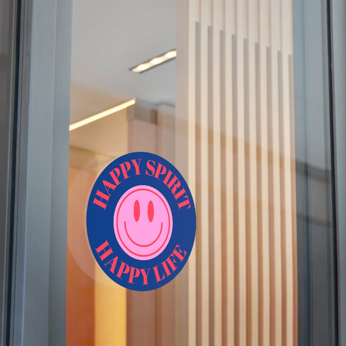 Happy Spirit Happy Life Round Vinyl Stickers, UV Smiley Stickers, Smile Sticker, Tumblr Retro Smile, VSCO Girl, Computer, Skateboard