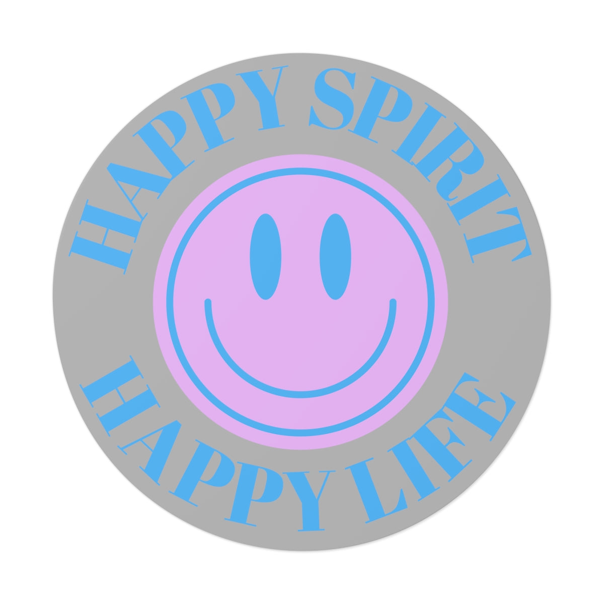 Happy Spirit Happy Life Round Vinyl Stickers, UV Smiley Stickers, Smile Sticker, Tumblr Retro Smile, VSCO Girl, Computer, Skateboard
