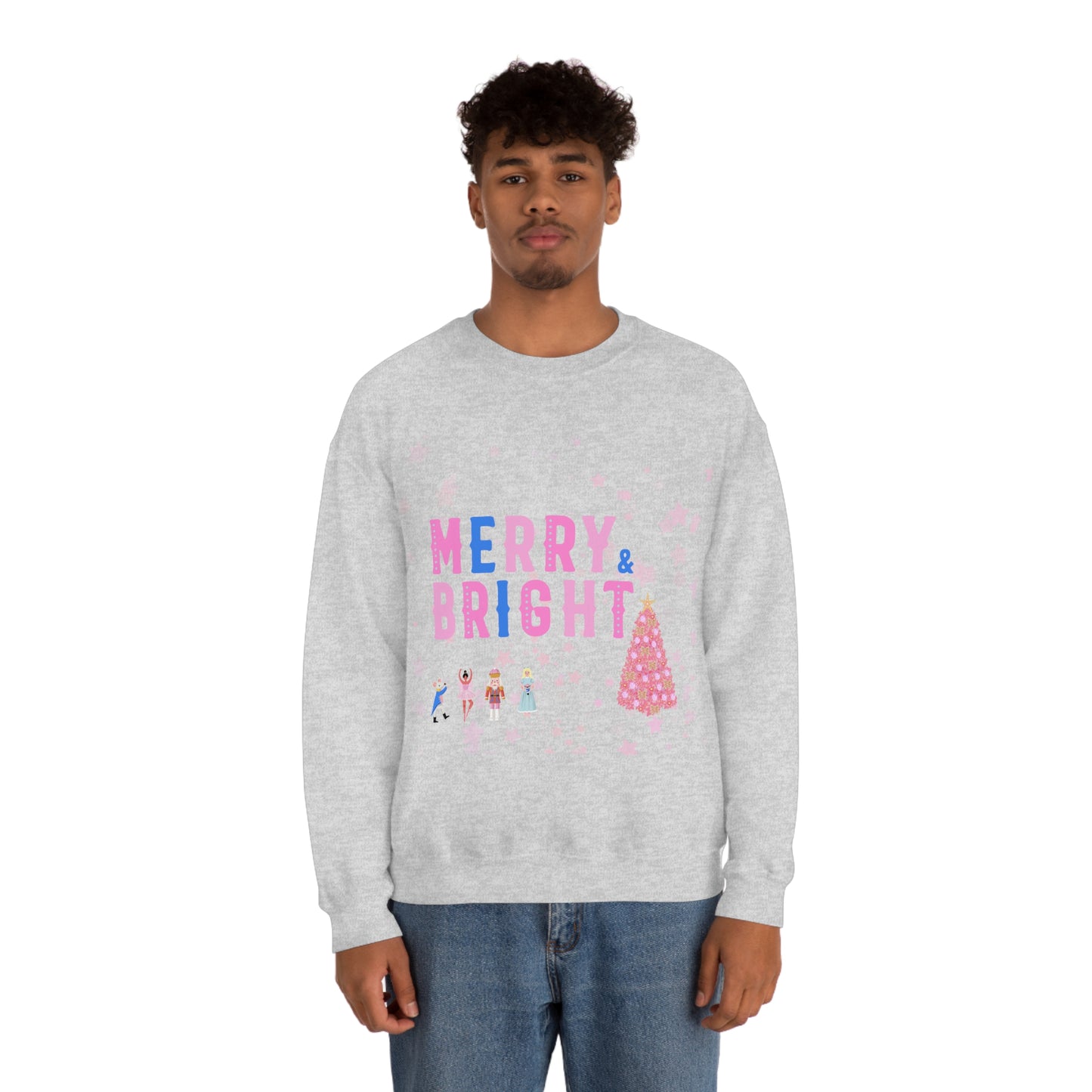 Pink Nutcracker Merry and Bright Minimalist Sweatshirt, Blue Nutcracker Sweatshirt, Trendy Christmas Sweatshirt, Pastel Xmas Crewneck