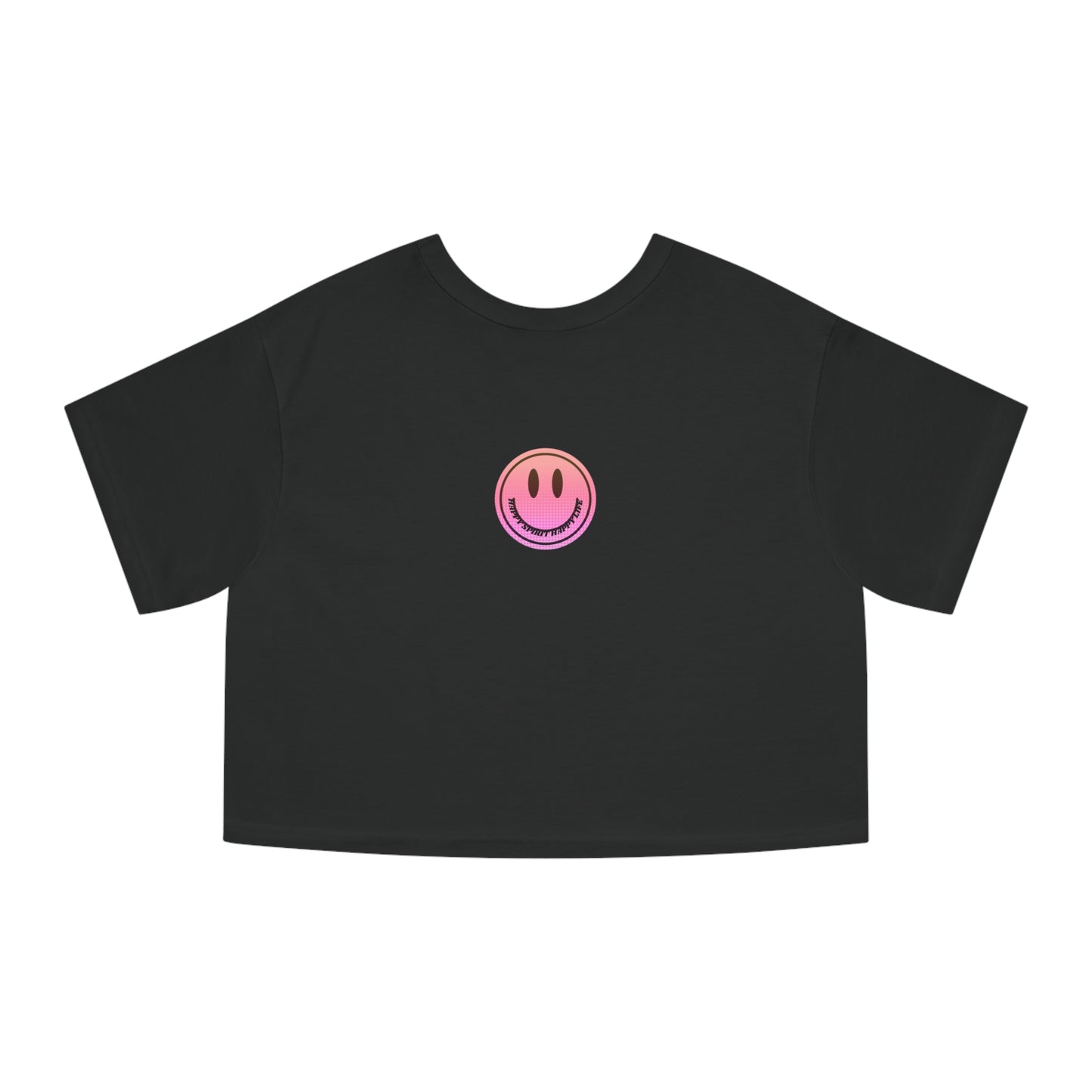 Aesthetic Smile Face Crop Shirt, Happy Spirit Happy Life Cropped Shirt, Smile Pink Sunset Ombre Champion Women's Heritage Cropped T-Shirt