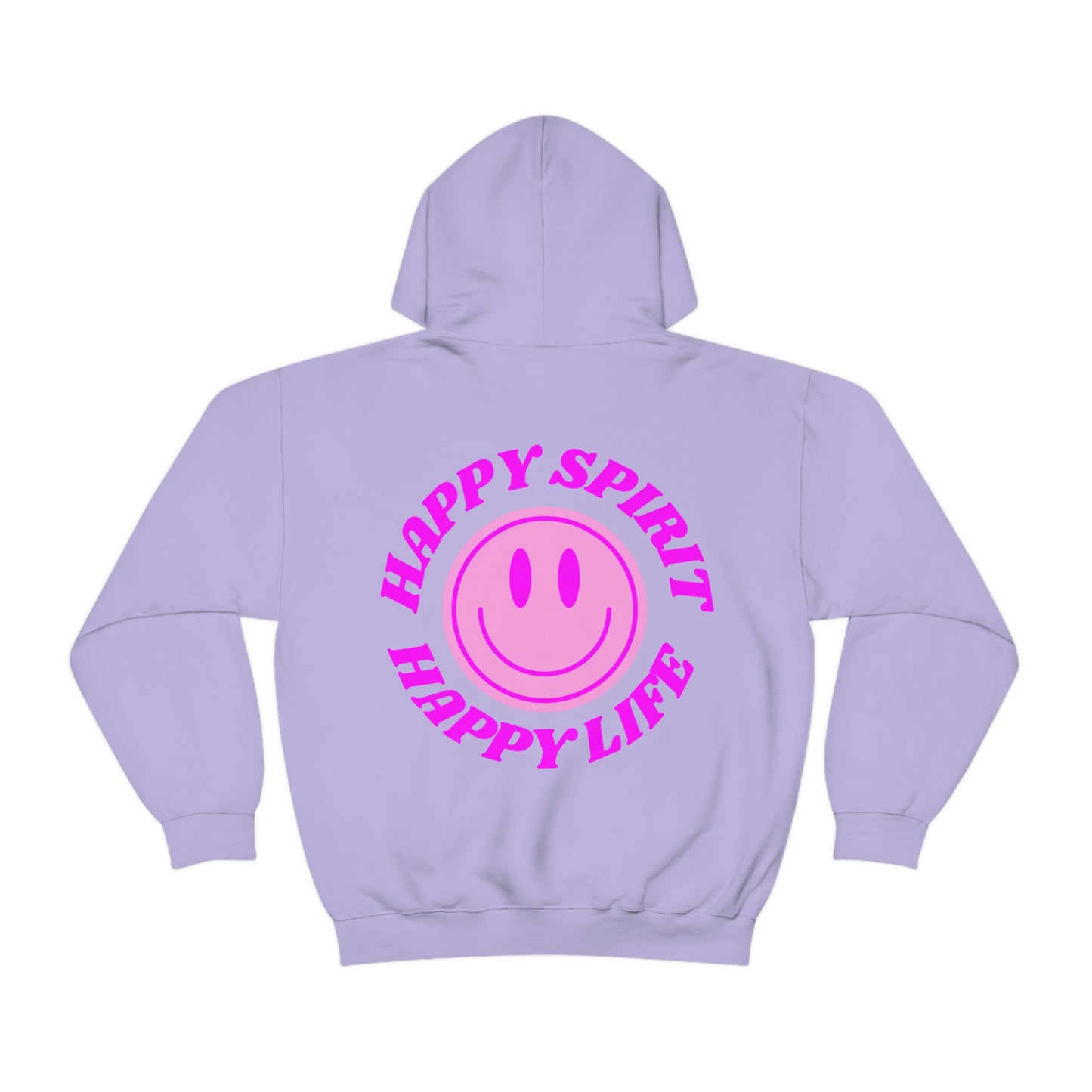 Happy Spirit Happy Life Hoodie Gildan VSCO Girl Sweatshirt, Oversized Tumblr Front Back Print Smile Happy Mind Trendy Retro Font Cover UP