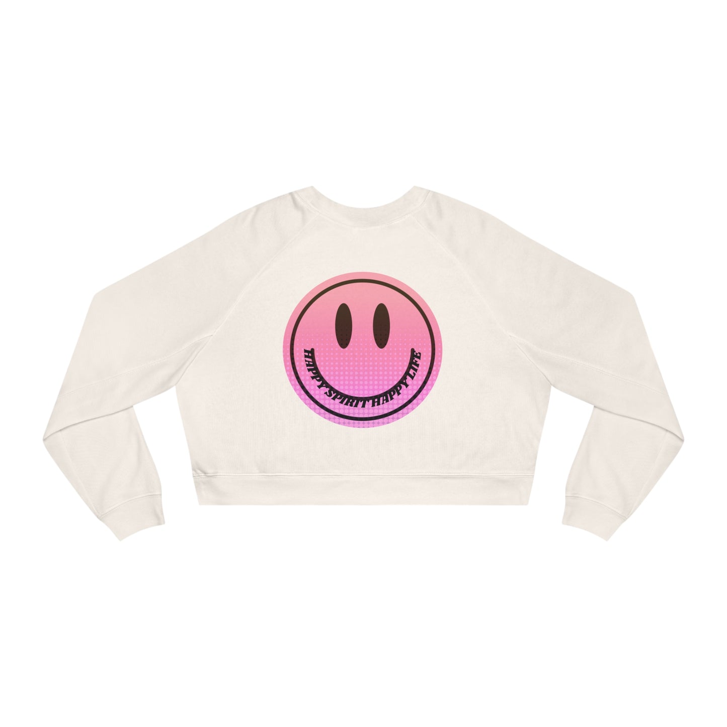 Aesthetic Cropped Sweatshirt, Smile Face Crop Top, Happy Spirit Happy Life Sunset Smile Cropped Top, Women's Cropped Fleece Pullover
