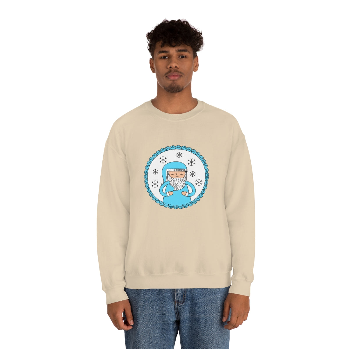 Blue Santa Claus Sweatshirt, Turquoise Santa Sweatshirt, Trendy Noel Minimalist Christmas Sweatshirt, Xmas Santa Crewneck Pastel Holiday Top