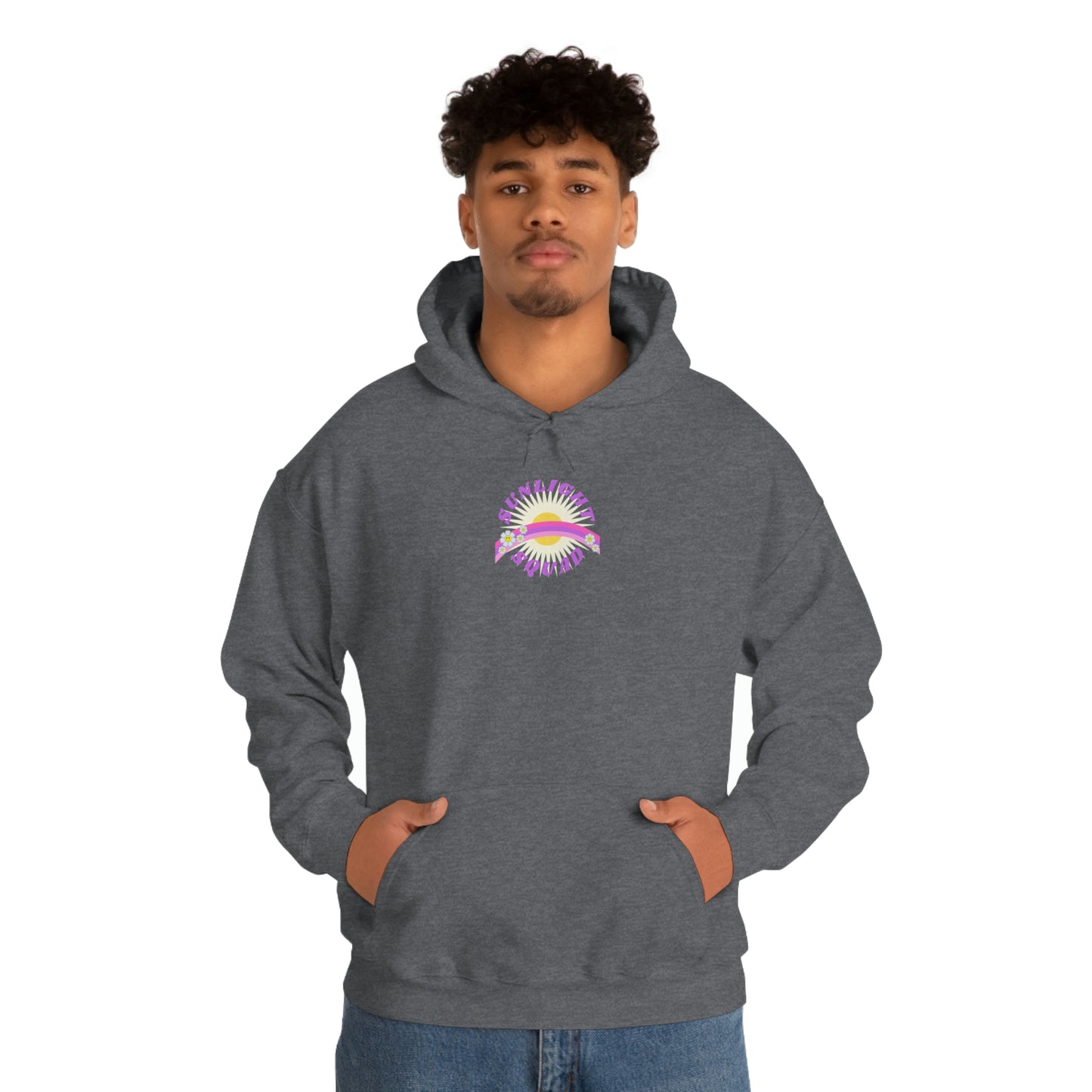 Retro Smile Flower Pink Purple Lavender Lilac Hoodie, Sunlight Squad Sweatshirt, Back Graphic Hoodie, VSCO Girl Oversized Trendy Tumblr Top