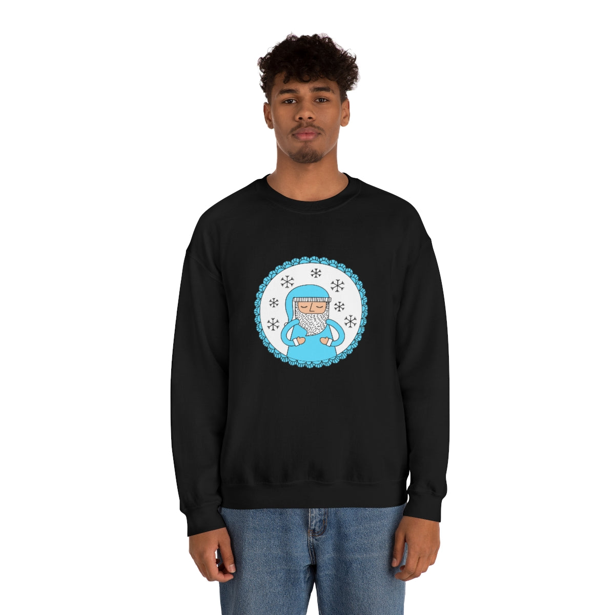 Blue Santa Claus Sweatshirt, Turquoise Santa Sweatshirt, Trendy Noel Minimalist Christmas Sweatshirt, Xmas Santa Crewneck Pastel Holiday Top