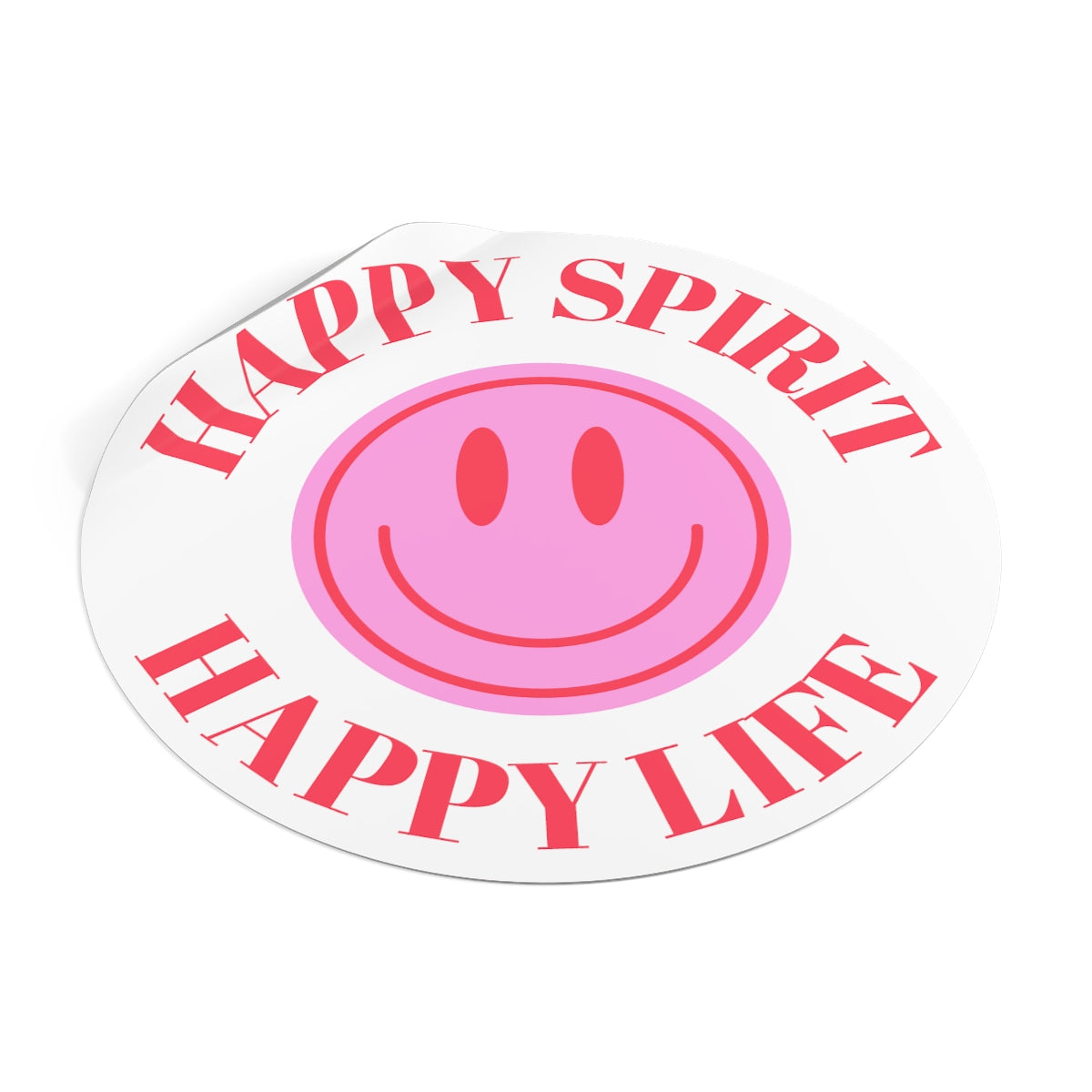 Happy Spirit Happy Life Round Vinyl Stickers, UV Smiley Stickers, Smile Sticker, Tumblr Retro Smile, VSCO Girl, Computer, Skateboard