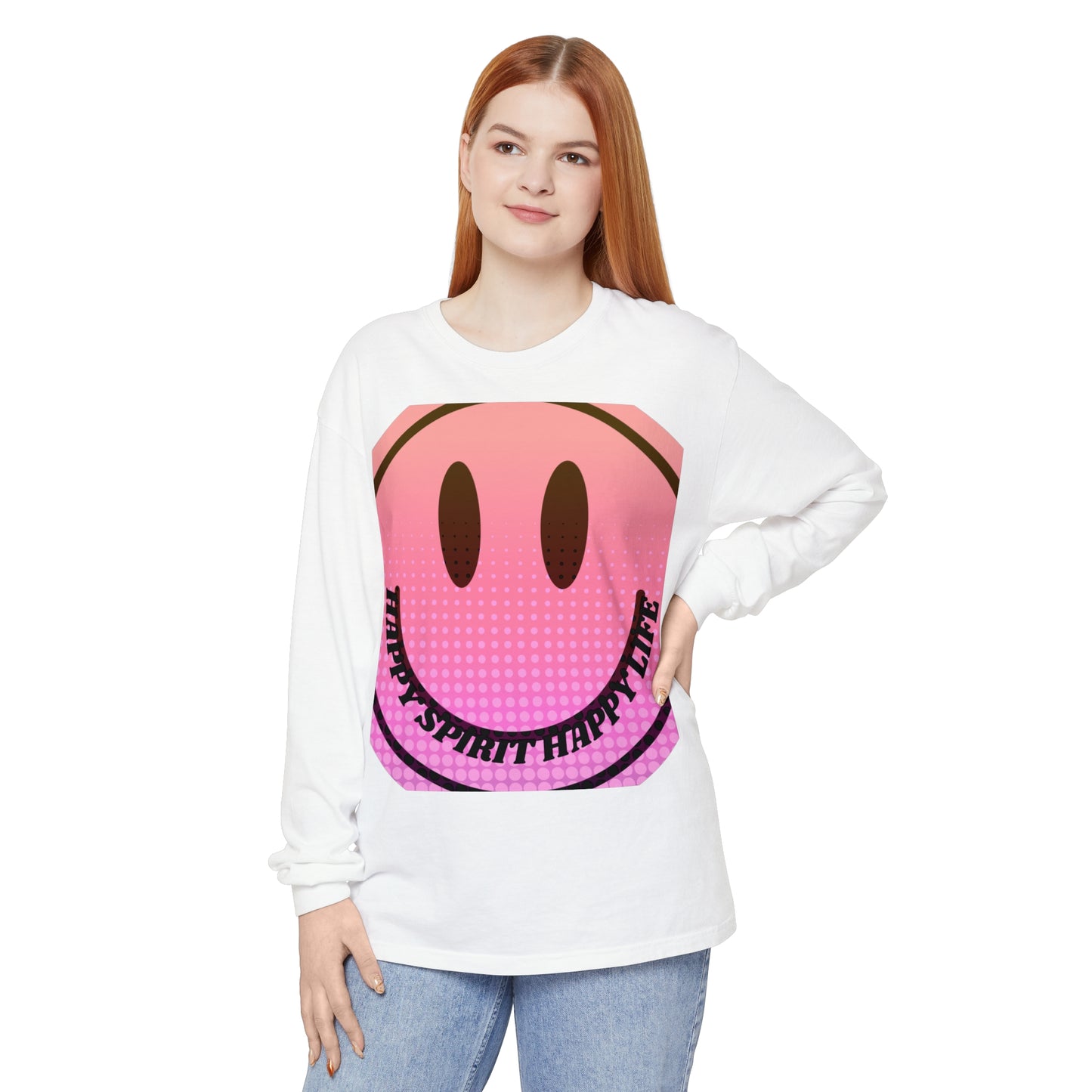 Aesthetic Long Sleeve Shirt, Smile Face Y2K Retro Shirt, 80's Style Smile Graphic, Comfort Colors Unisex Garment-dyed Long Sleeve T-Shirt