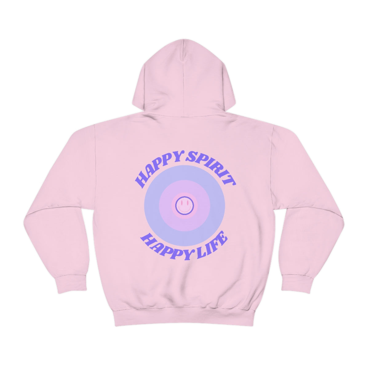 Retro Happy Spirit Happy Life Lavender Lilac Pink Smile Graphic Hoodie, VSCO Girl Sweatshirt, Tumblr Hoodie, Oversized Trendy Back Print Top