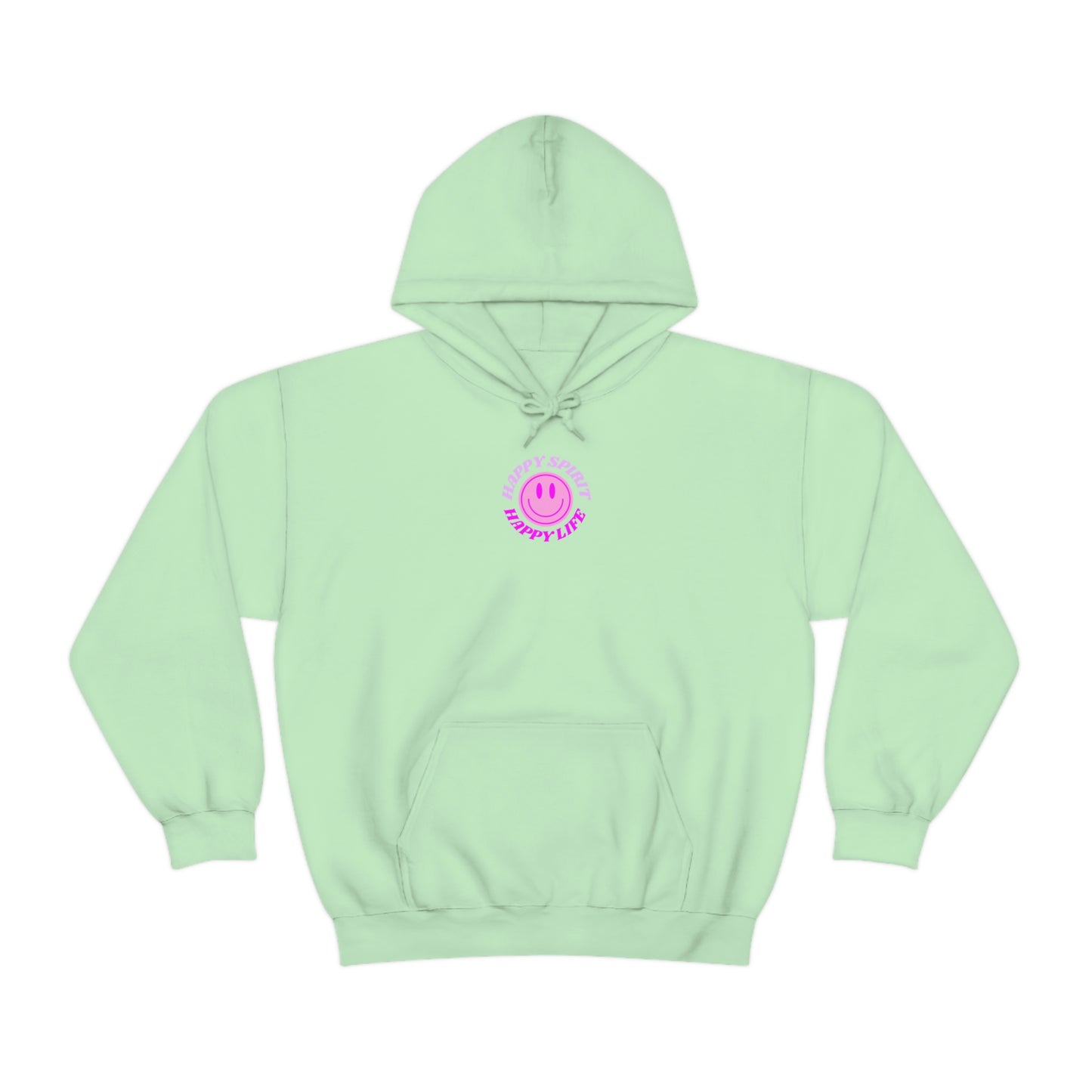 Happy Spirit Happy Life Hoodie Gildan VSCO Girl Sweatshirt, Oversized Tumblr Front Back Print Smile Happy Mind Trendy Retro Font Cover Up