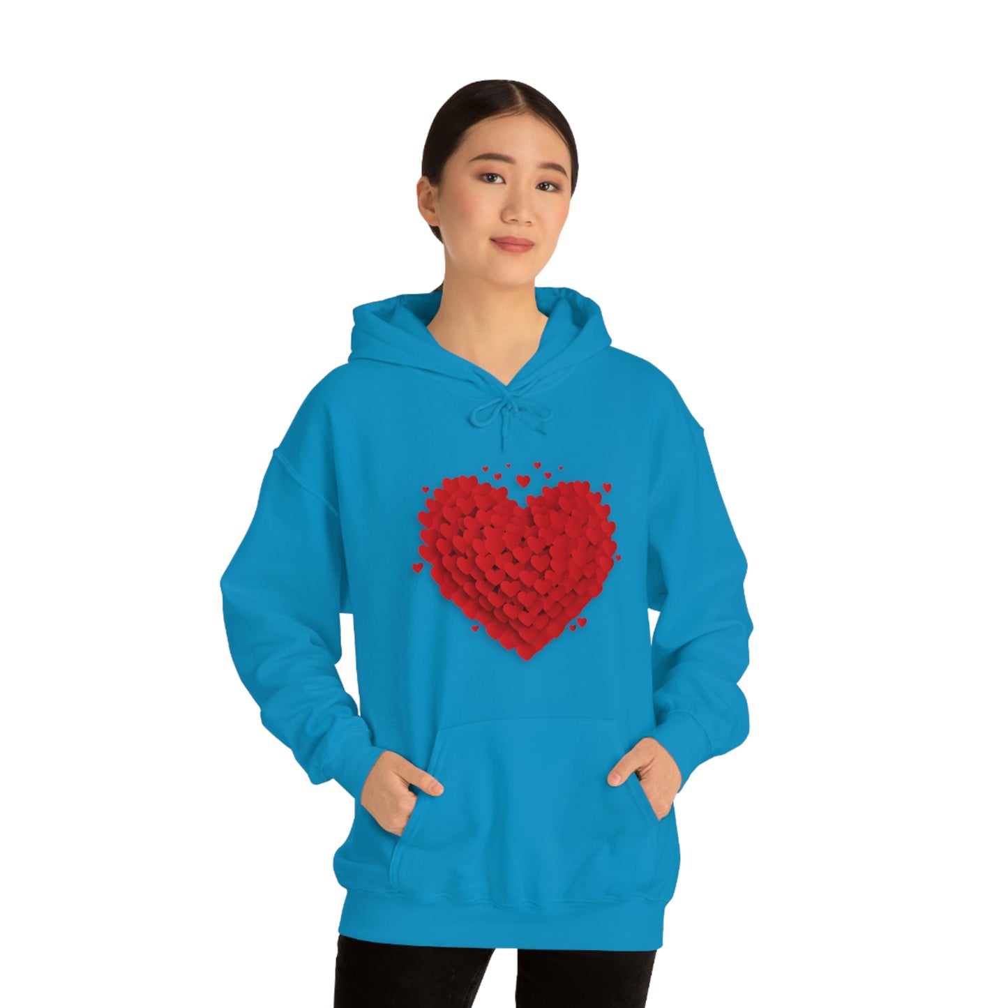 Love 3D Hearts Hoodie Sweatshirt, Pile of Hearts Love Hoodie, Valentine's Pink and Red Hoodie Pastel Pink Lavender and Mint Hoodie